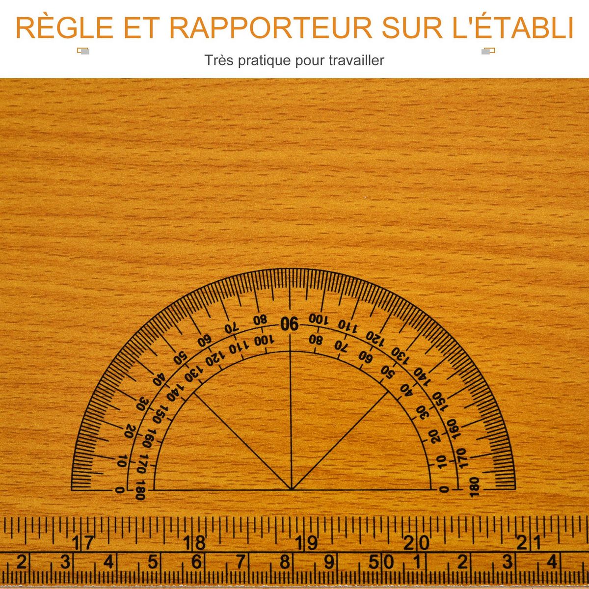 HOMCOM HOMCOM Établi pliable dim. 100L x 60l x 75H cm - table de travail bricolage avec règle et rapporteur - porte-outils intégré - acier MDF
