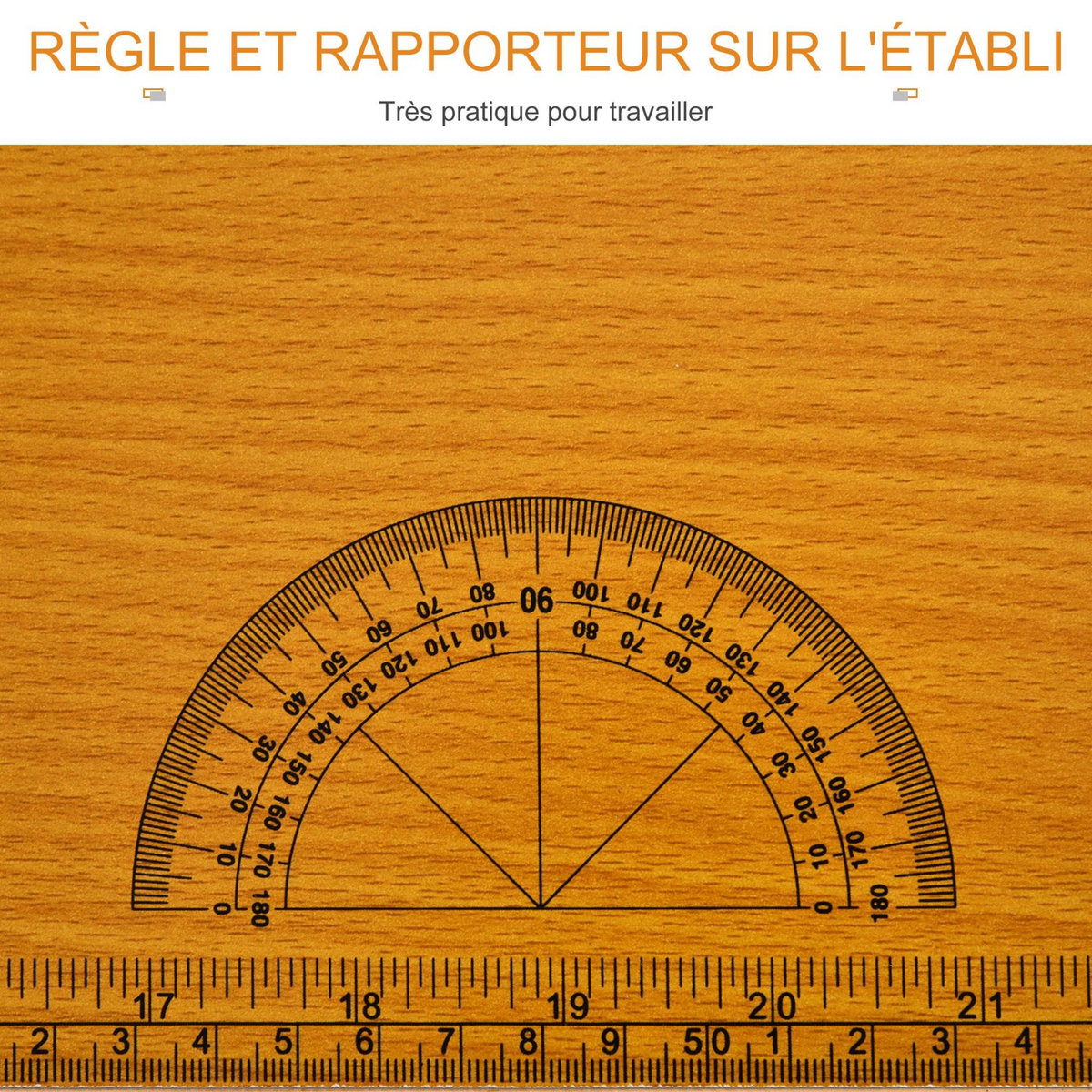 HOMCOM HOMCOM Établi pliable dim. 100L x 60l x 75H cm - table de travail bricolage avec règle et rapporteur - porte-outils intégré - acier MDF