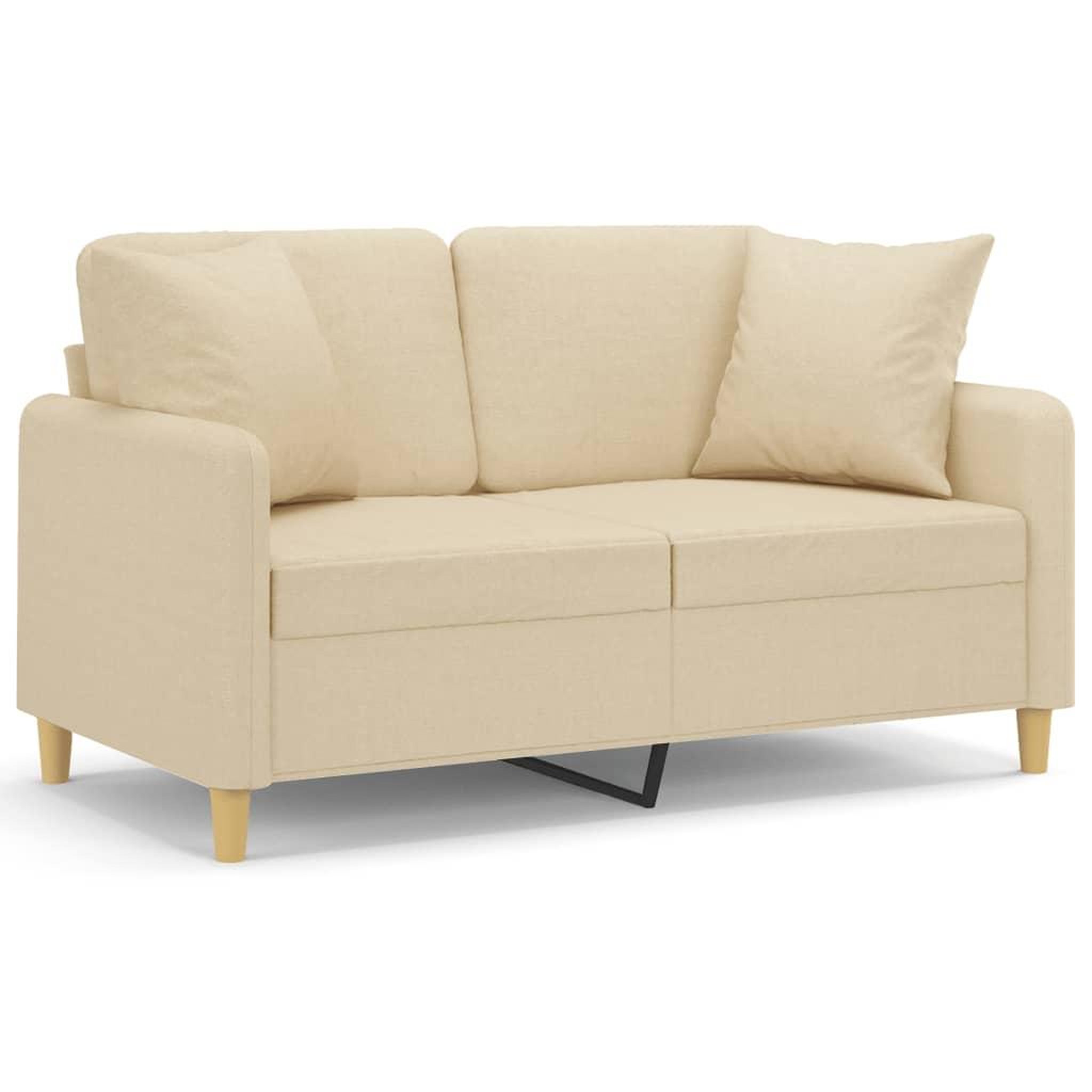 Voir la diapositive 3 : VIDAXL Canape 2 places avec oreillers decoratifs creme 120 cm tissu