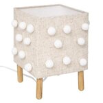 Atmosphera Kids Lampe à Poser Enfant  Pompons  22cm Beige Lin