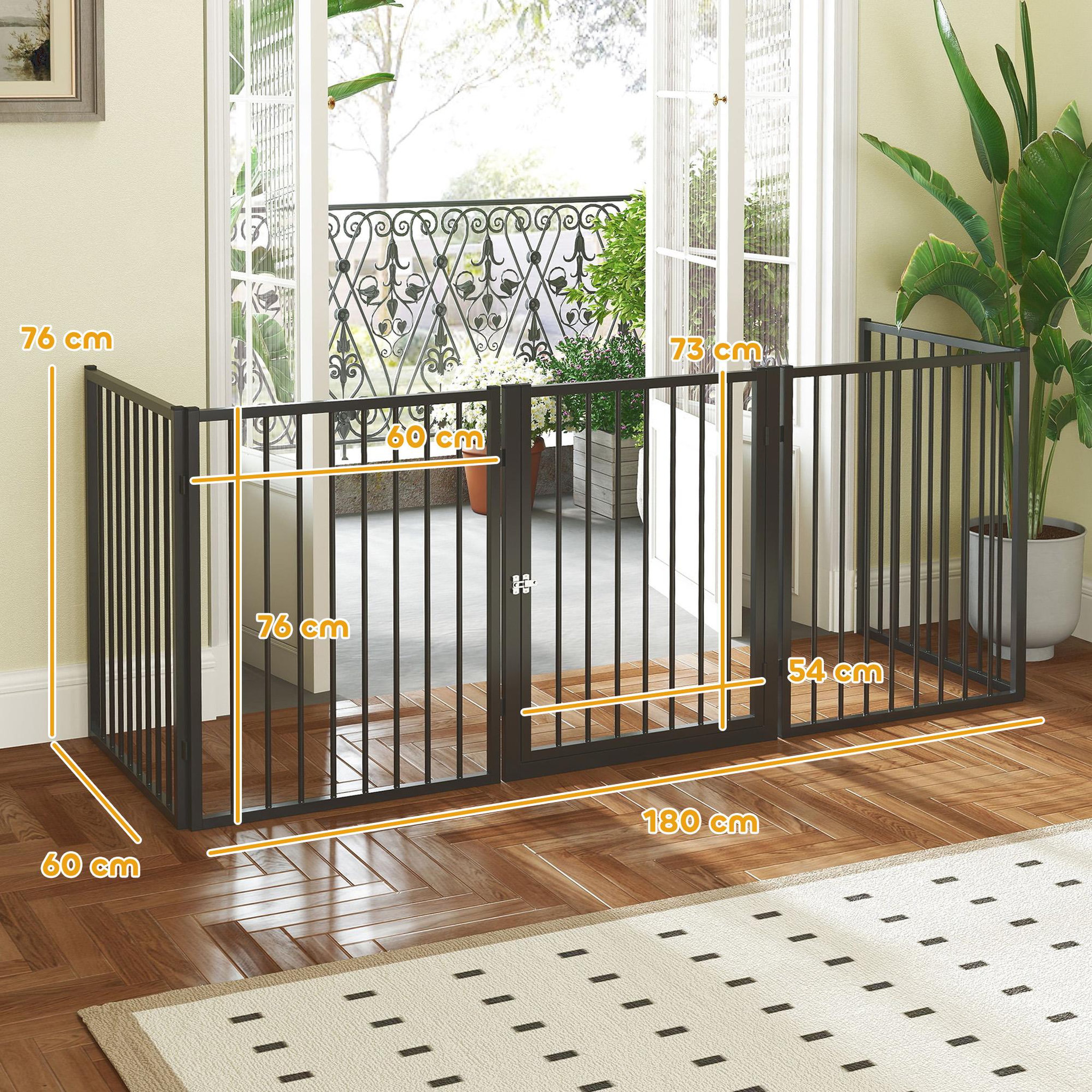 Voir la diapositive 3 : PAWHUT Parc enclos chien modulable pliable - porte verrouillable, 5 panneaux - acier noir