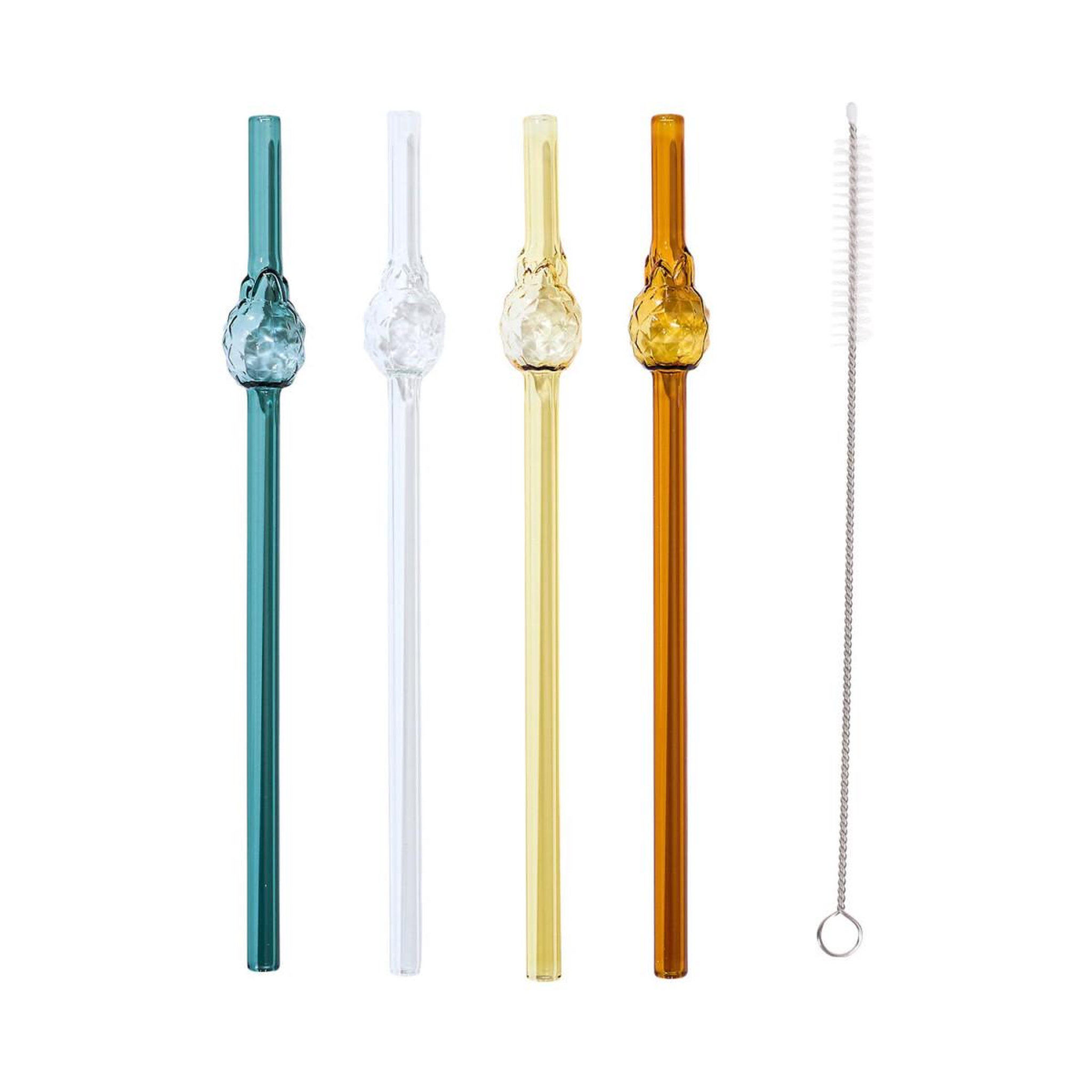 COOK CONCEPT Lot de 4 pailles en verre  ananas  20cm multicolore