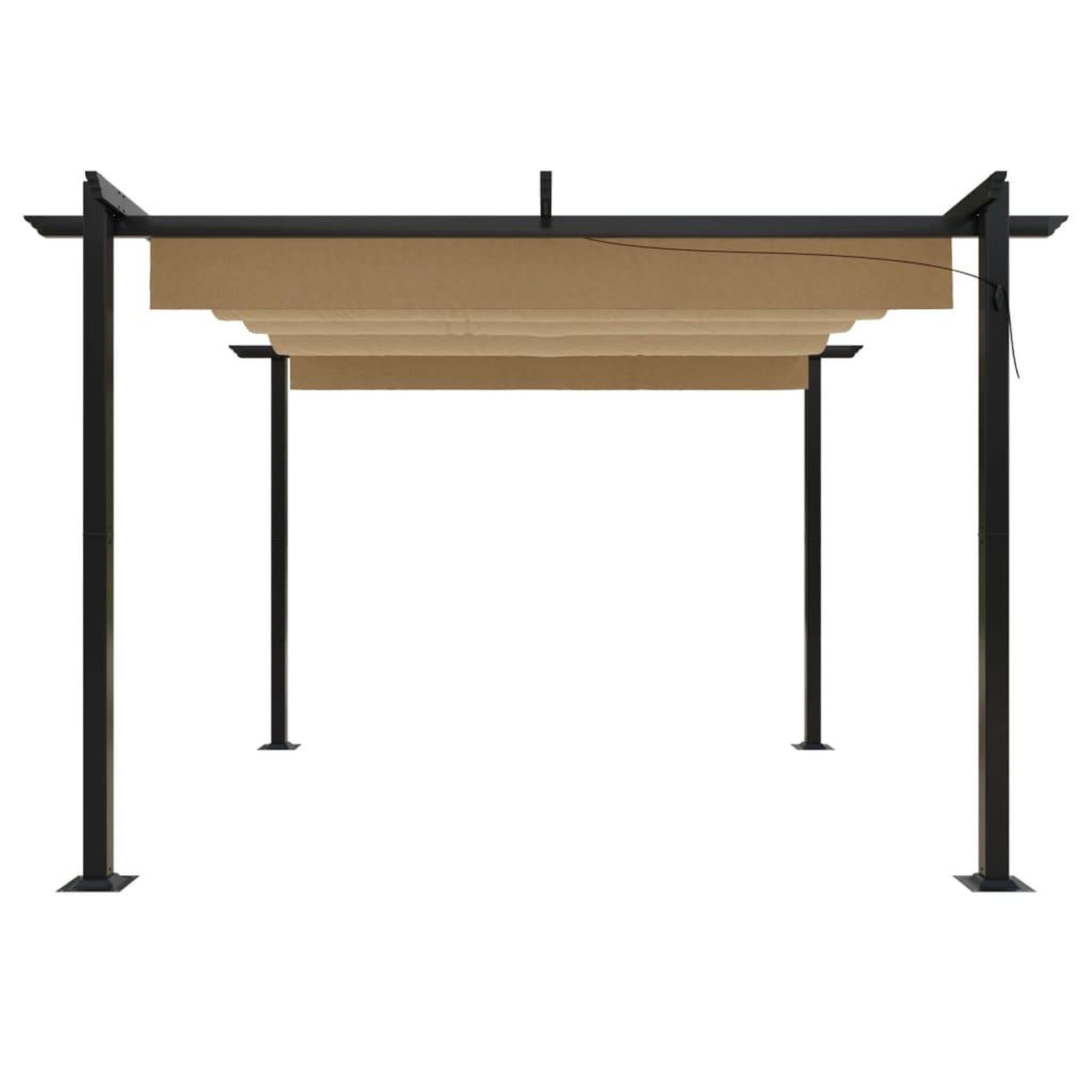 Voir la diapositive 4 : VIDAXL Tonnelle de jardin avec toit retractable 3x3 m Taupe