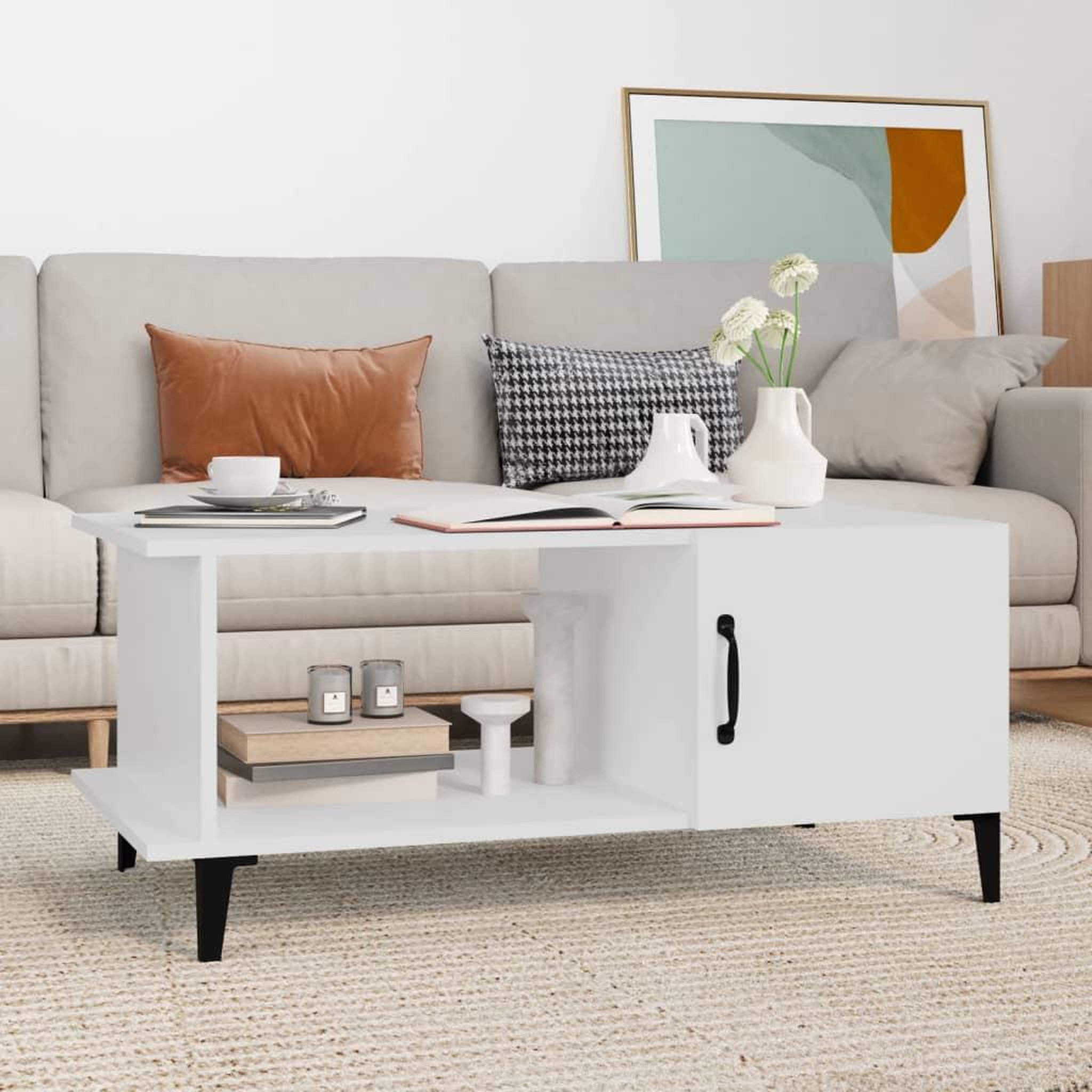 Voir la diapositive 1 : VIDAXL Table basse Blanc 90x50x40 cm Bois d'ingenierie