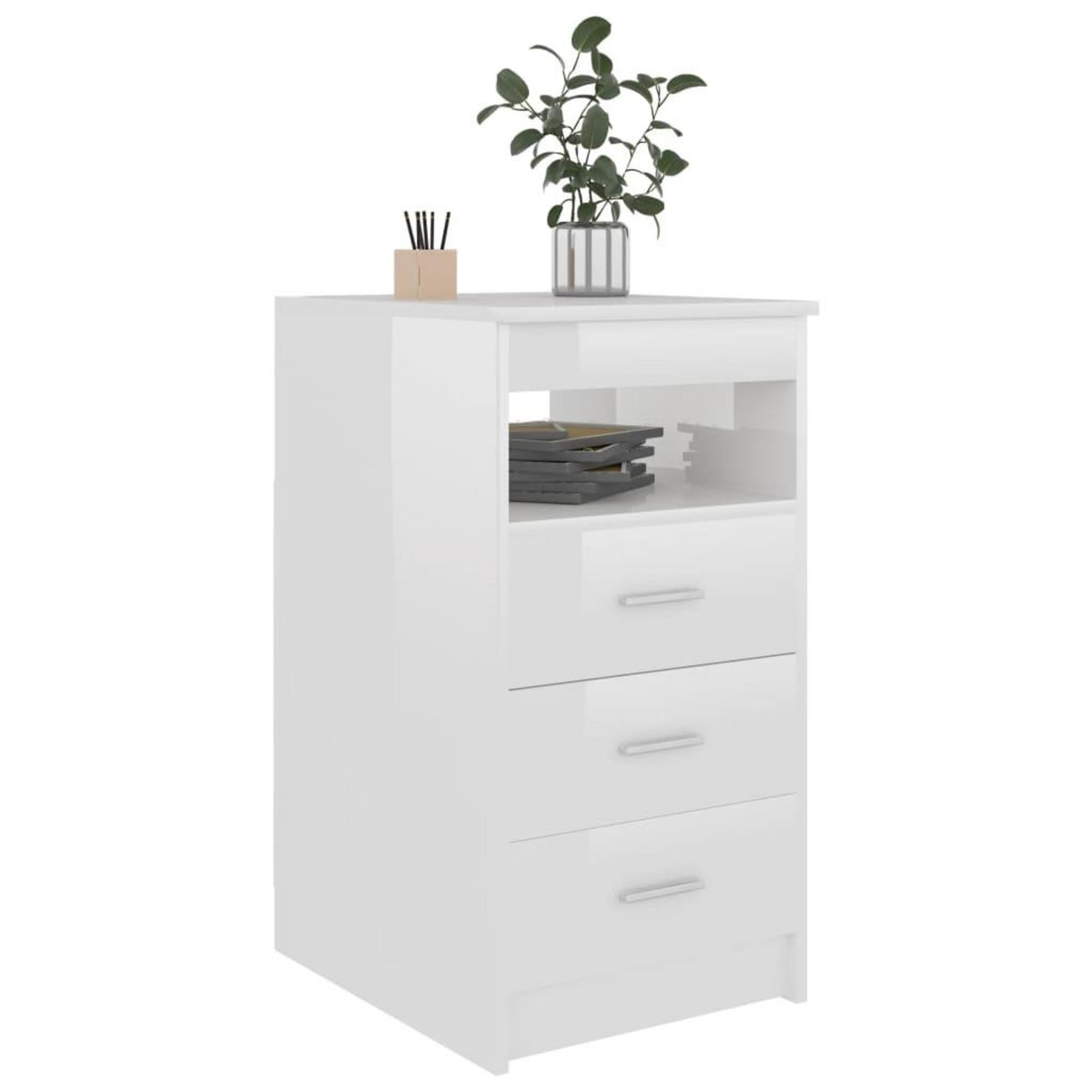 VIDAXL Armoire a tiroirs Blanc brillant 40x50x76 cm Bois d'ingenierie