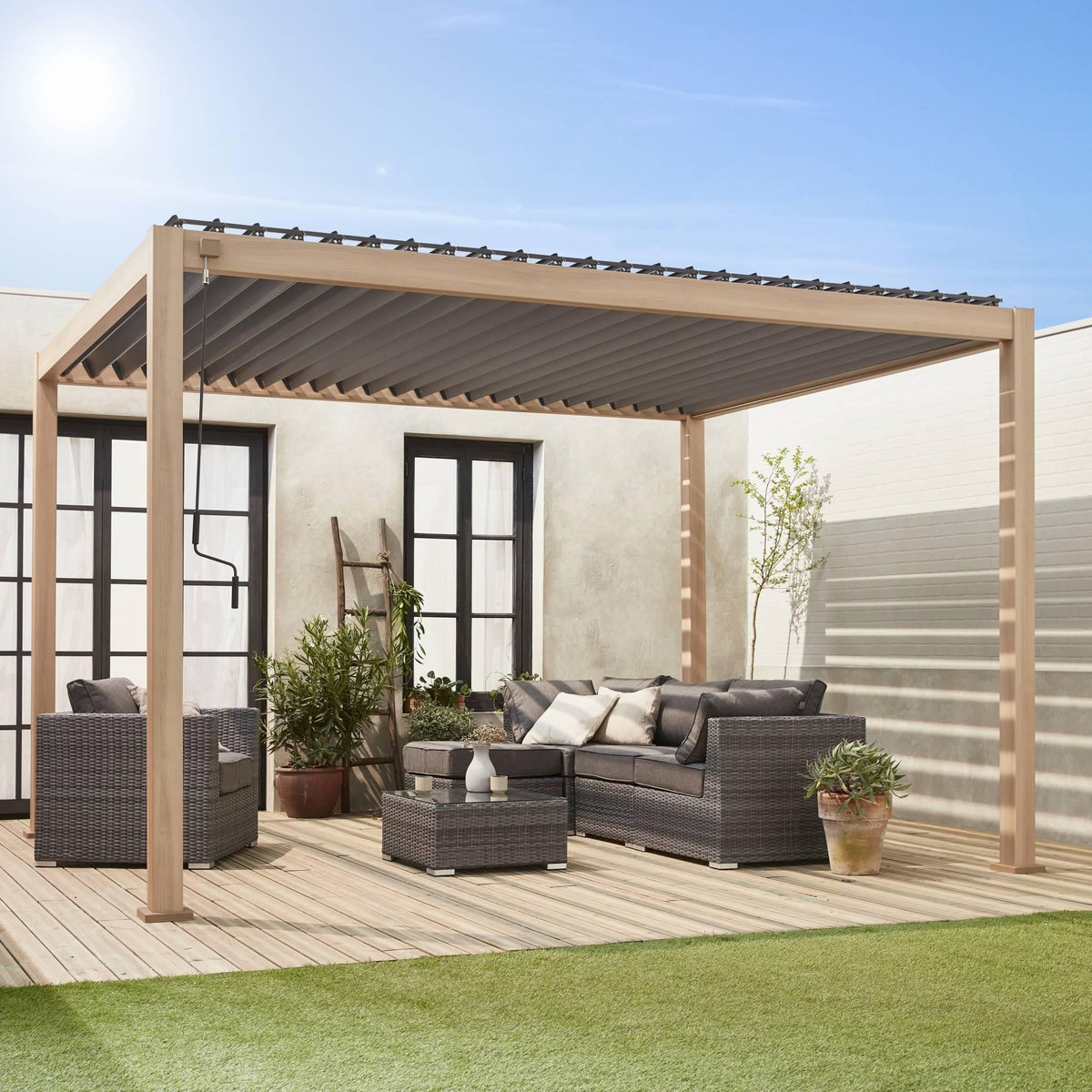 SWEEEK Pergola bioclimatique aluminium lames orientables 4x3m Triomphe
