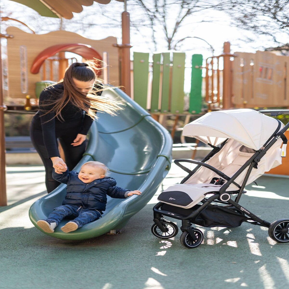 BEBELISSIMO Poussette combinée duo 2 en 1 - siège auto 0+ Lioni – dès la naissance – jusqu'à 22kg - vert - base ISOFIX - jambe de force