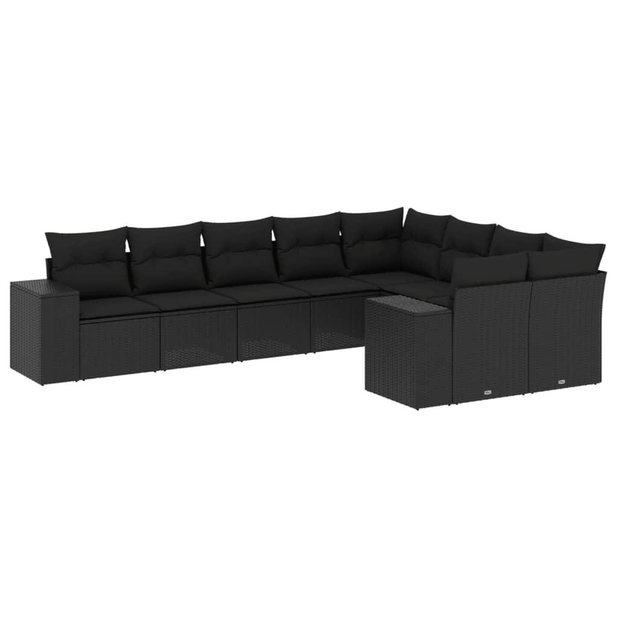 Voir la diapositive 2 : VIDAXL Salon de jardin 9 pcs avec coussins noir resine tressee