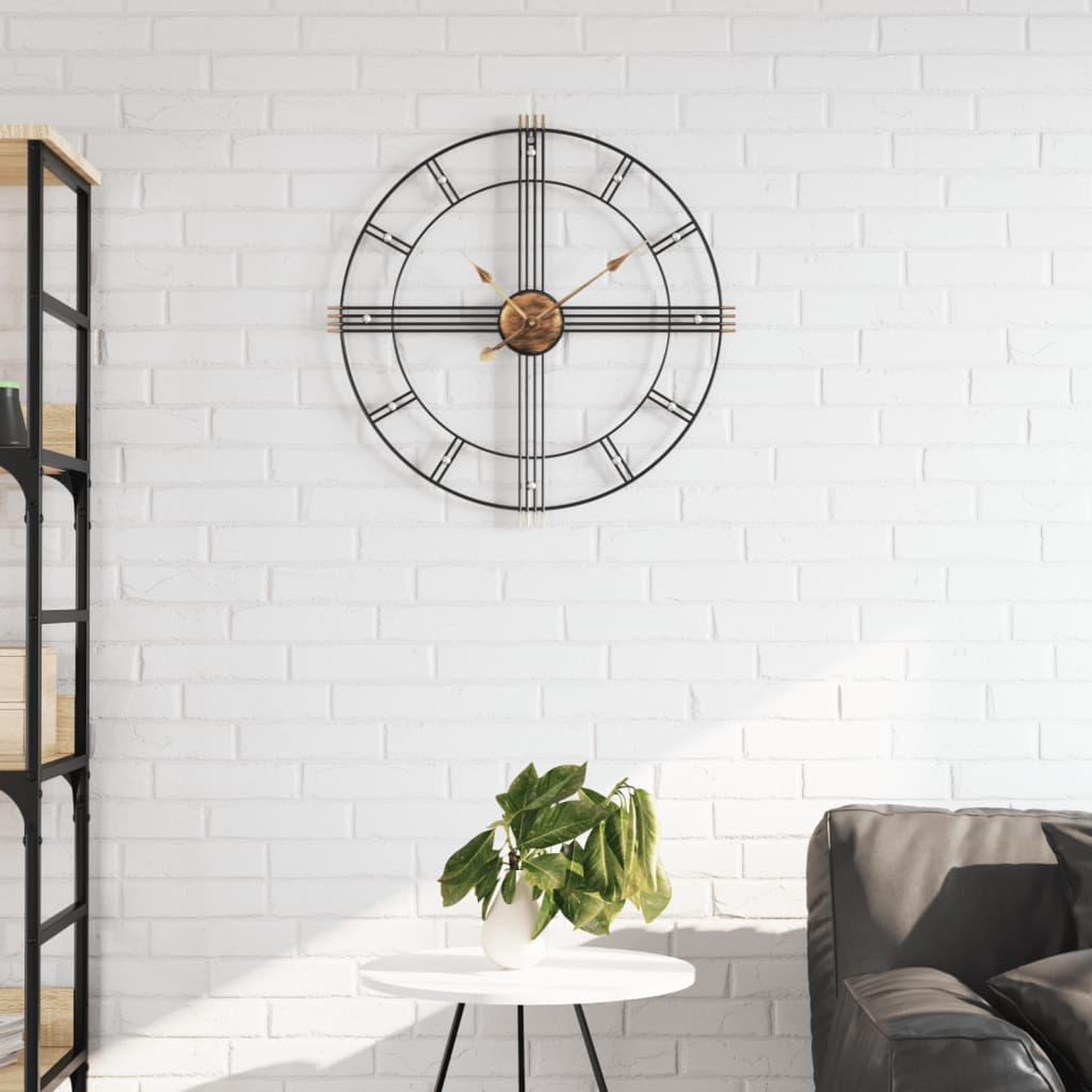 VIDAXL Horloge murale noir Ø60 cm fer