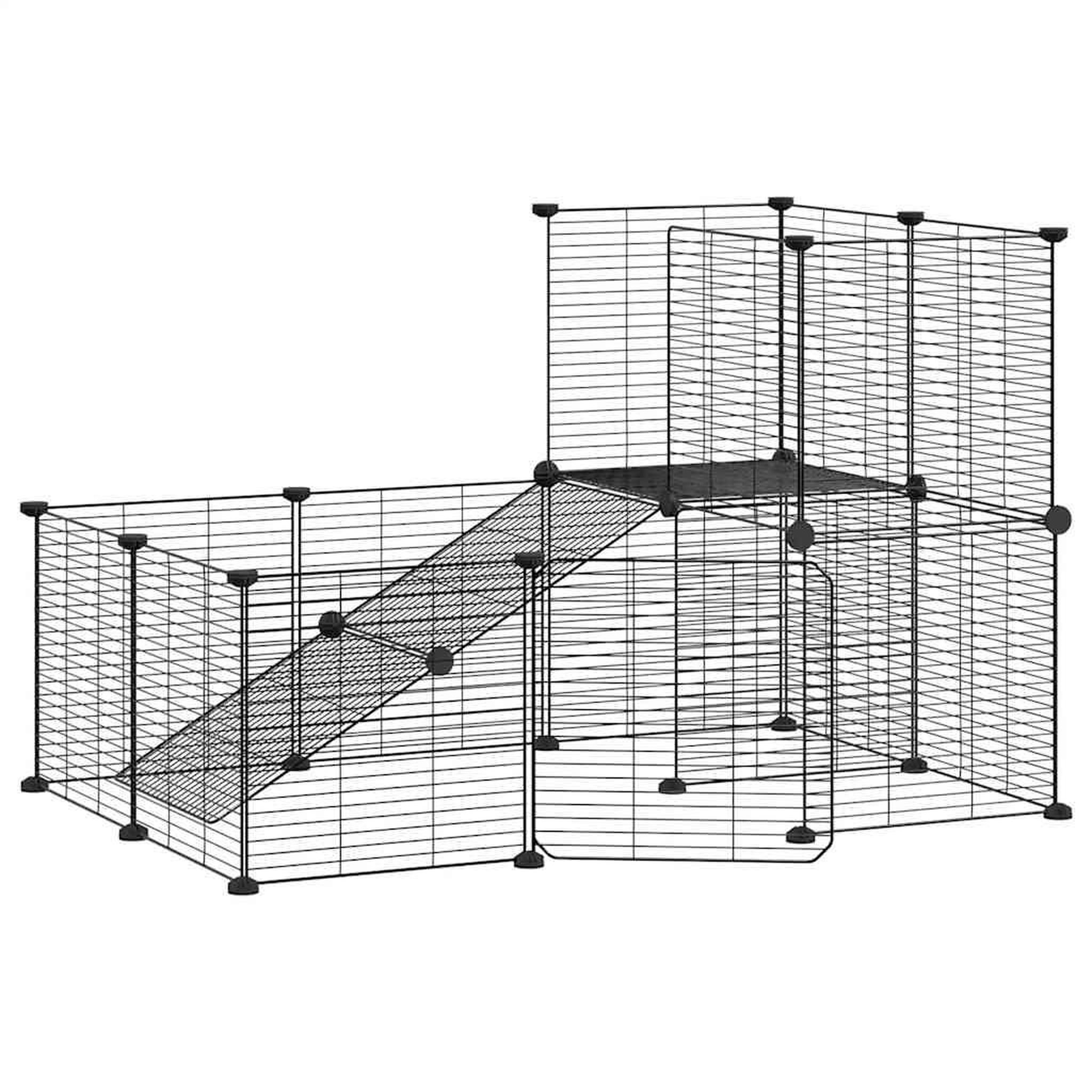 Voir la diapositive 2 : VIDAXL Cage animaux de compagnie a 20 panneaux et porte Noir 35x35 cm
