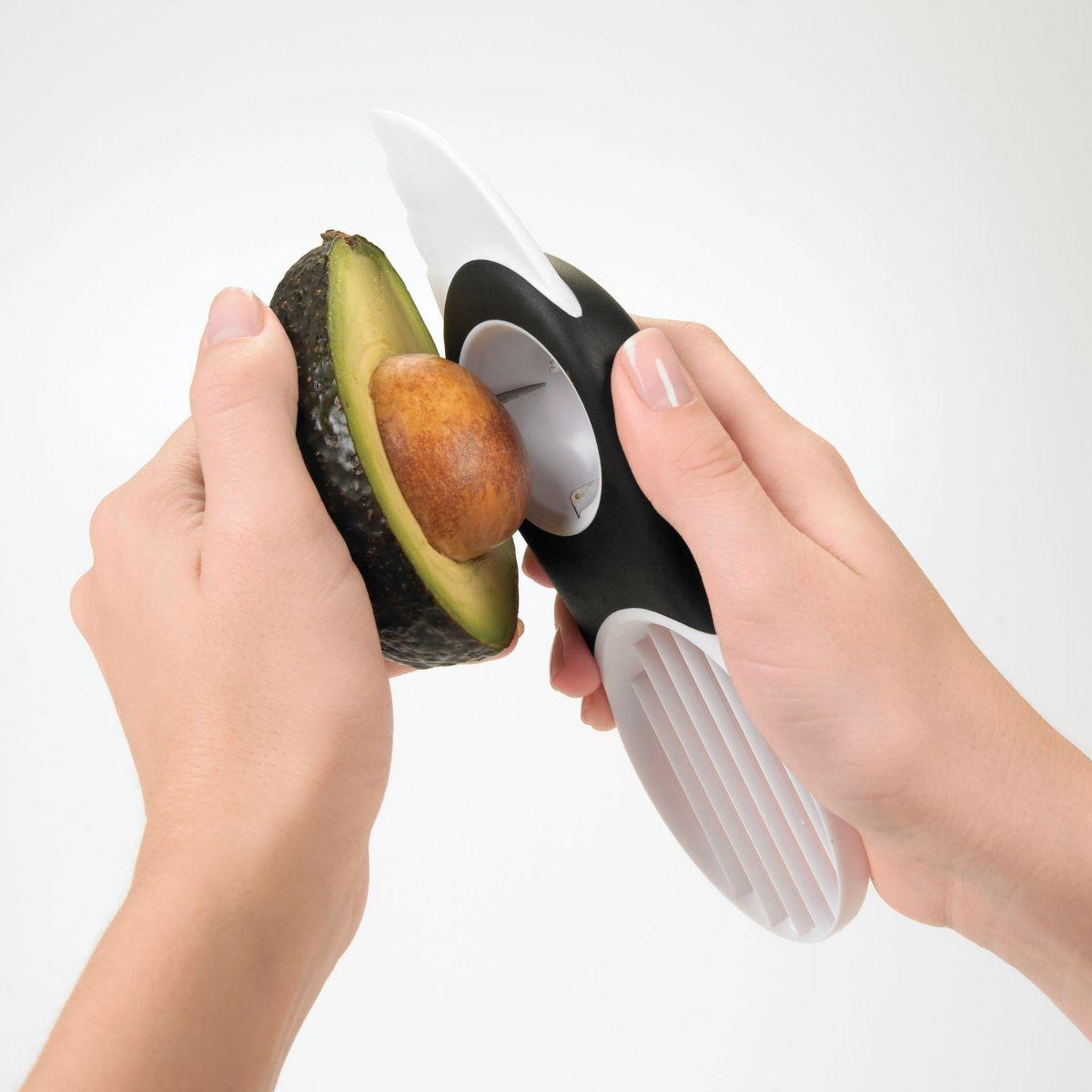 Voir la diapositive 4 : OXO Coupe fruits Coupe-avocat 3 en 1 blanc