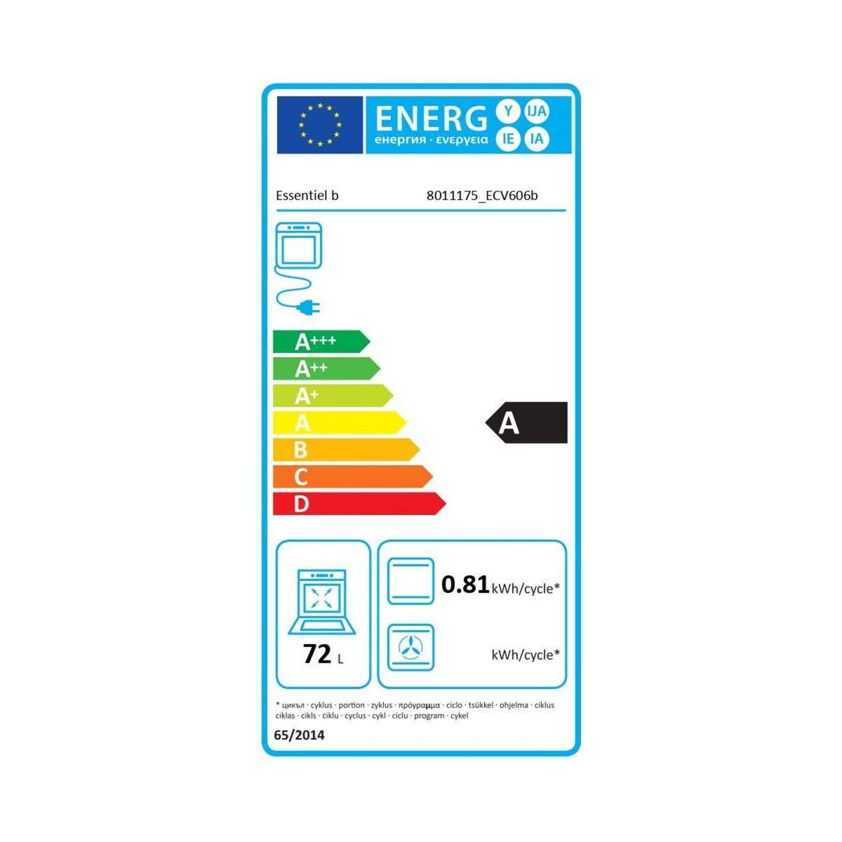 ESSENTIEL B Cuisinière vitrocéramique ECVC6060b7