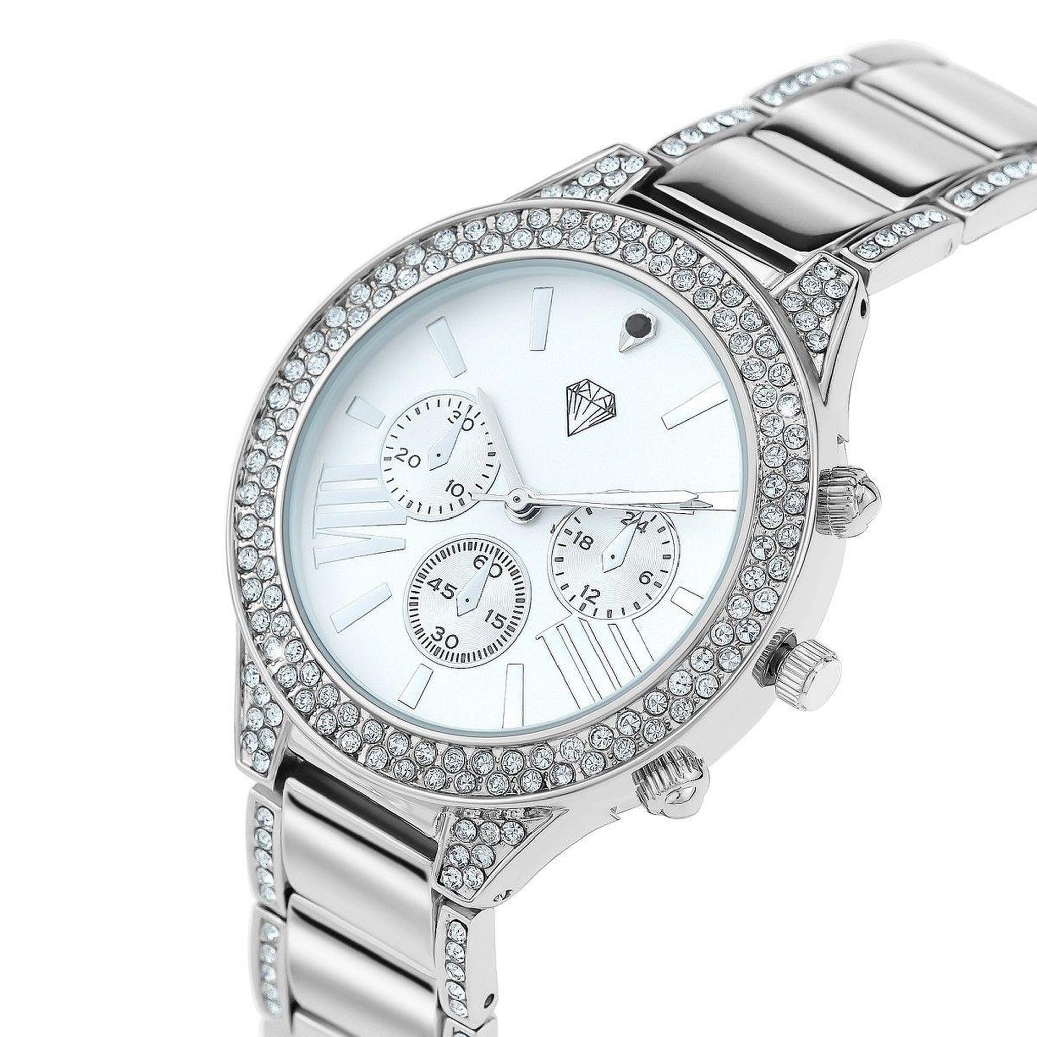 Voir la diapositive 3 : SC CRYSTAL Montre Angelina élégante ornée de Cristaux scintillants et d'un véritable diamant noir par SC Crystal