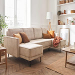 LISA DESIGN Charlie - canapé panoramique en u - 7 places - convertible avec coffre - en velours côtelé. Coloris disponibles : Gris