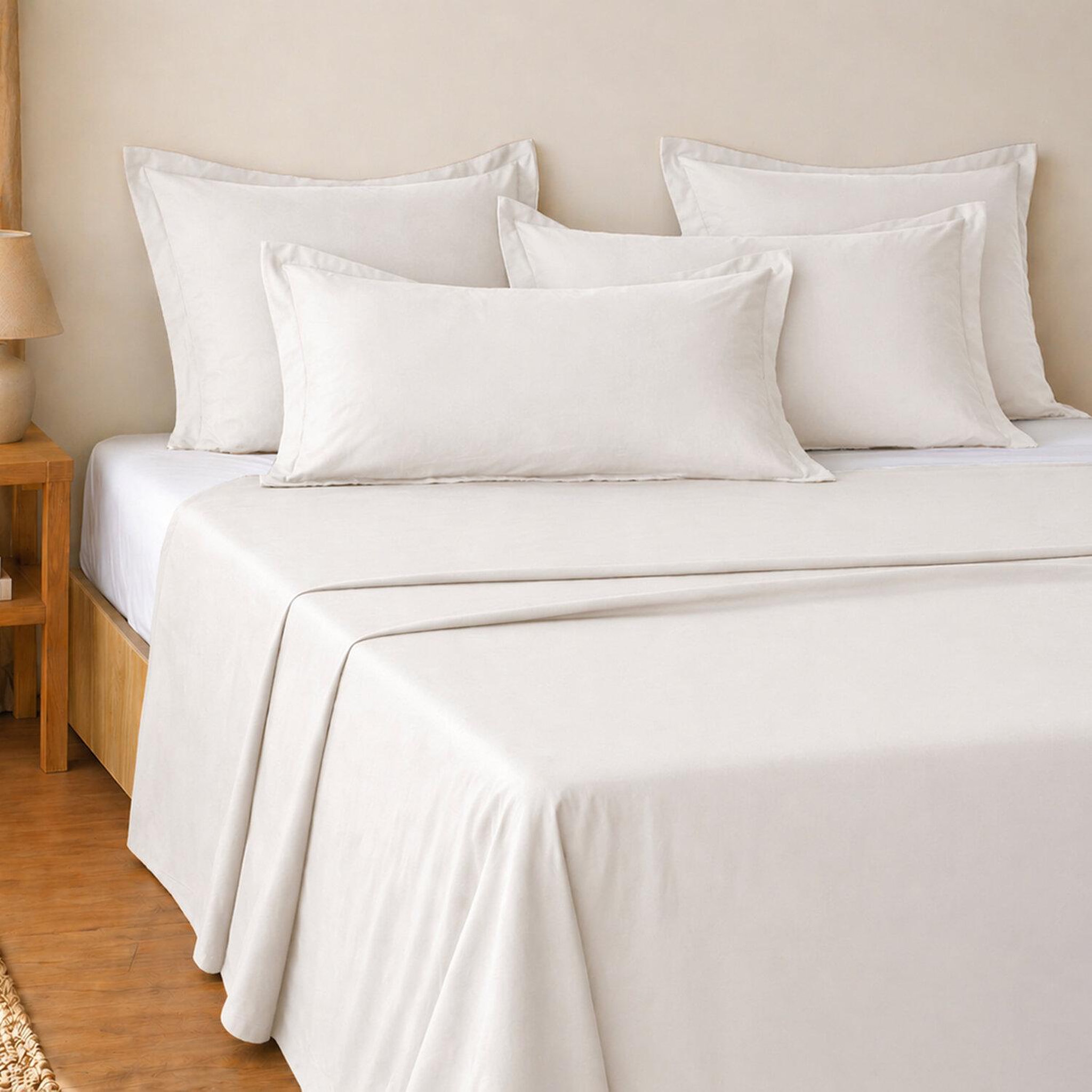 Voir la diapositive 1 : ATELIER DU COTON Parure de drap et drap housse coton 57fils unie