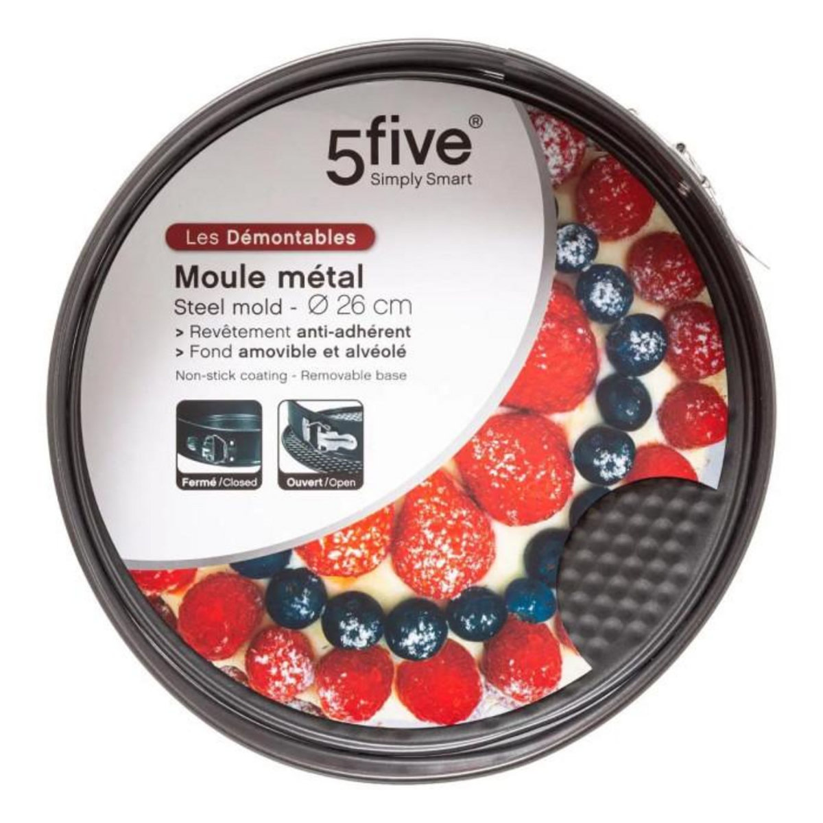 FIVE Moule à Cake Rond Démontable  Best  26cm Noir