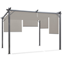 Voir la diapositive 1 : ID MARKET Pergola édition spéciale toit rétractable 3x4 M et 4 stores taupe