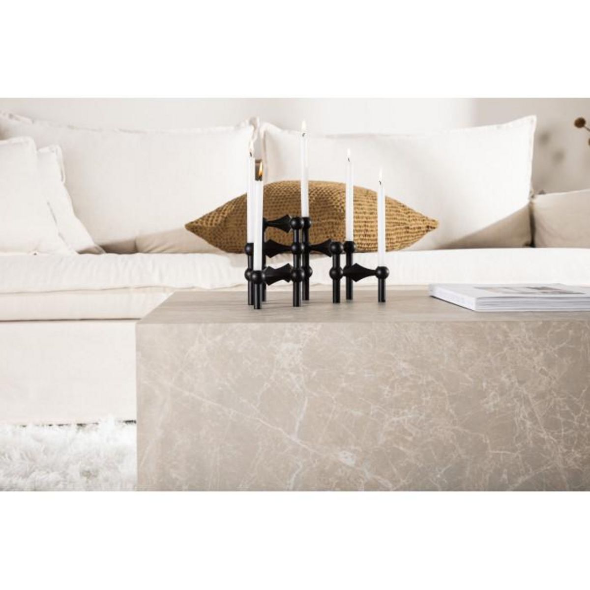 Paris Prix Table Basse Imitation Marbre  York  80cm Beige