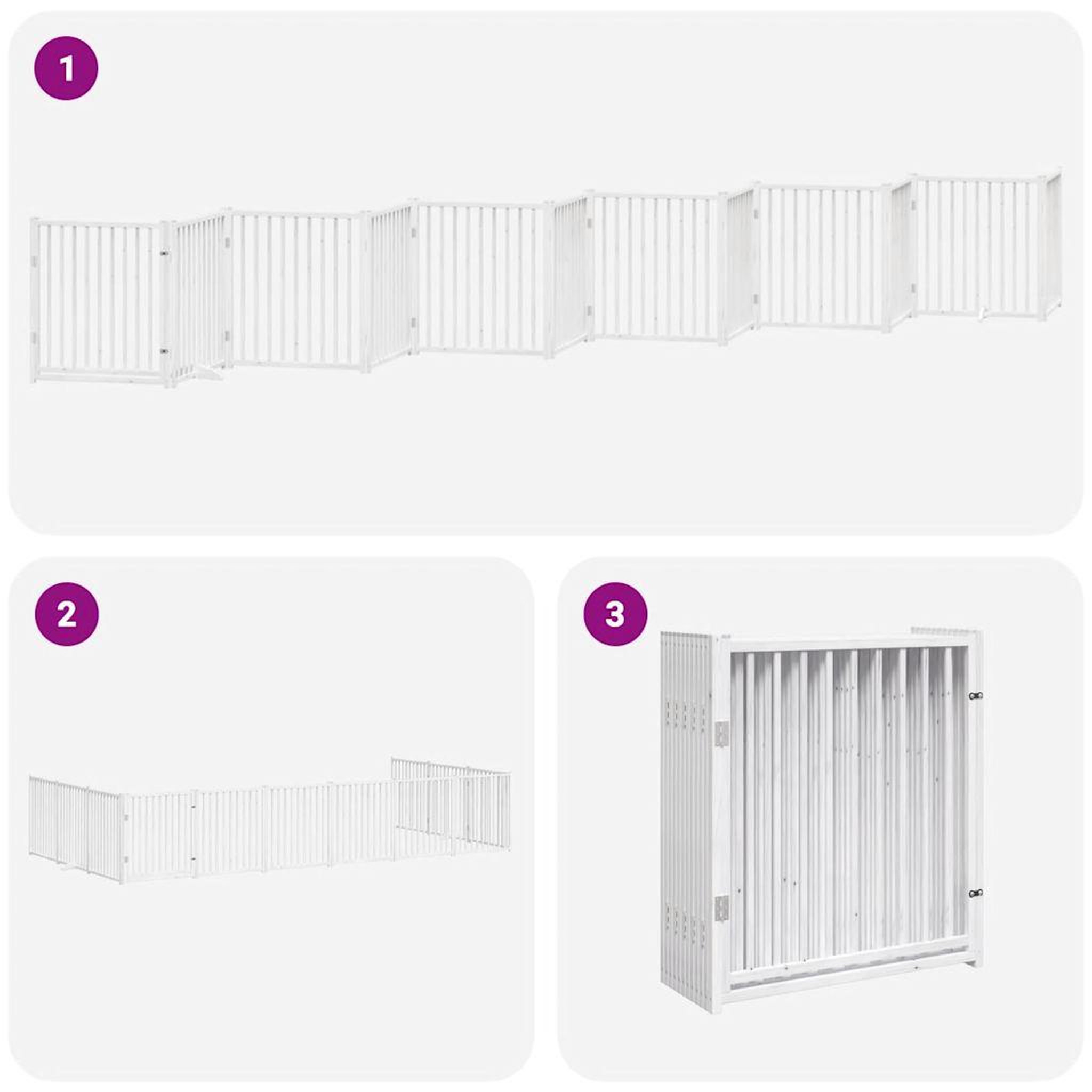 Voir la diapositive 5 : VIDAXL Barriere pour chien porte pliable 12 panneaux bois de peuplier