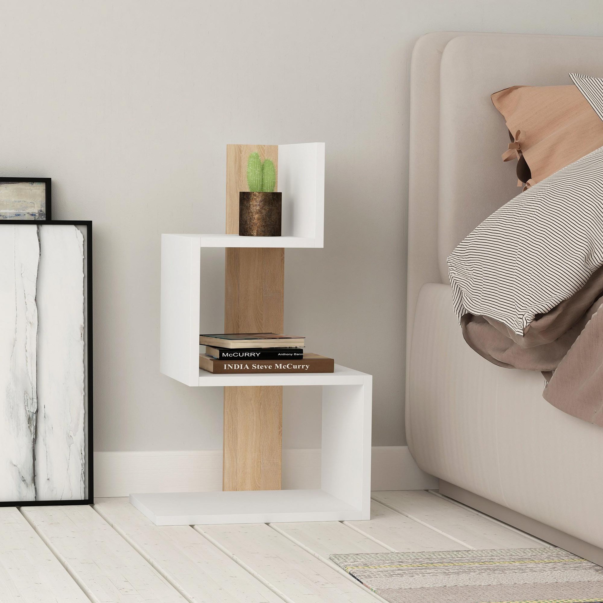 Voir la diapositive 2 : Habitat et Jardin Table d'appoint en bois  rosie  - 42 x 30 x 72 cm - chêne blanc