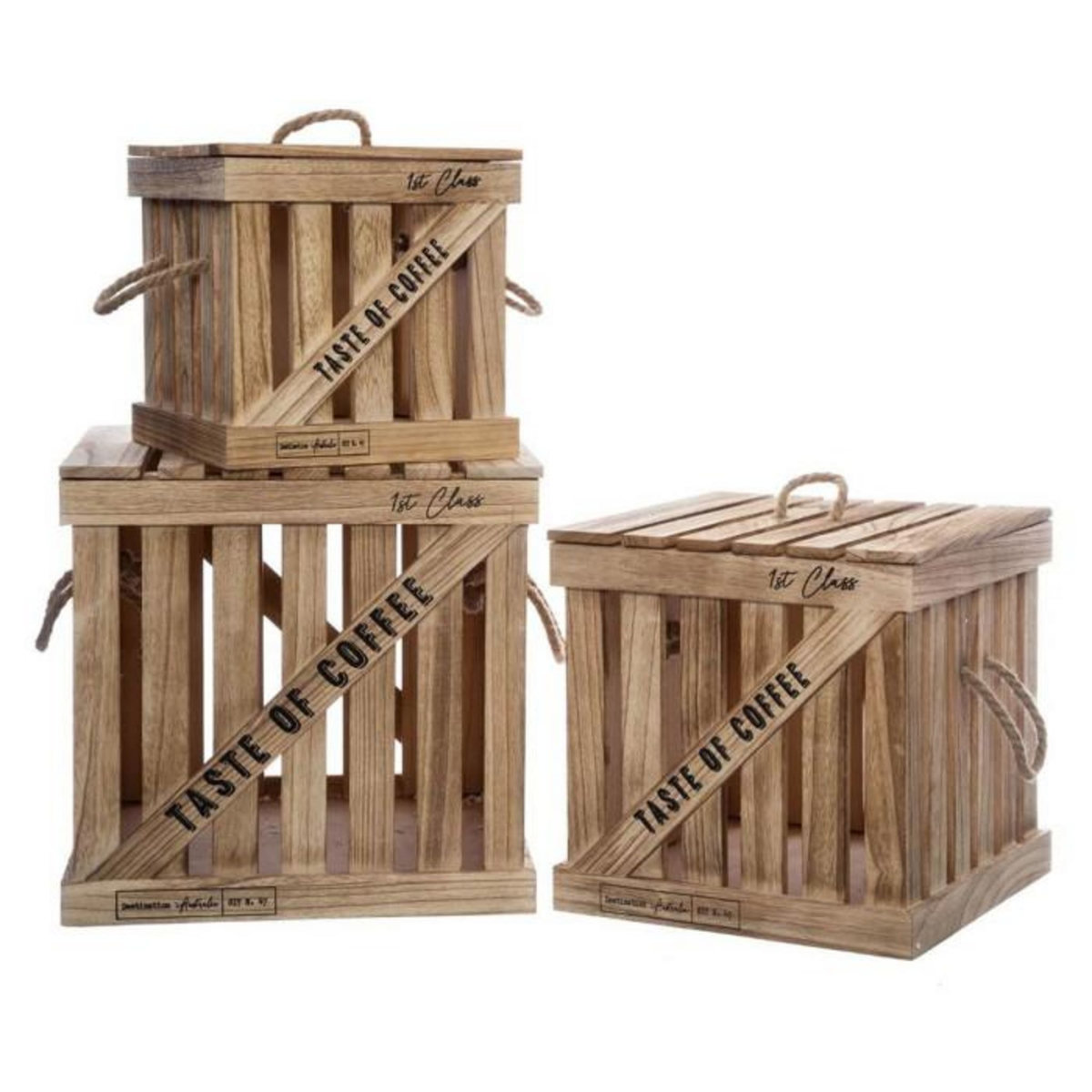 ATMOSPHERA Lot de 3 Boîtes de Rangement  Taste   36cm Naturel