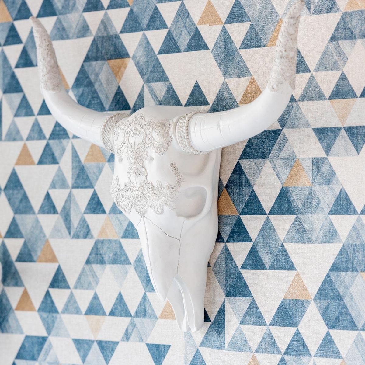 Paris Prix Déco Murale en Résine  Crane  53cm Blanc