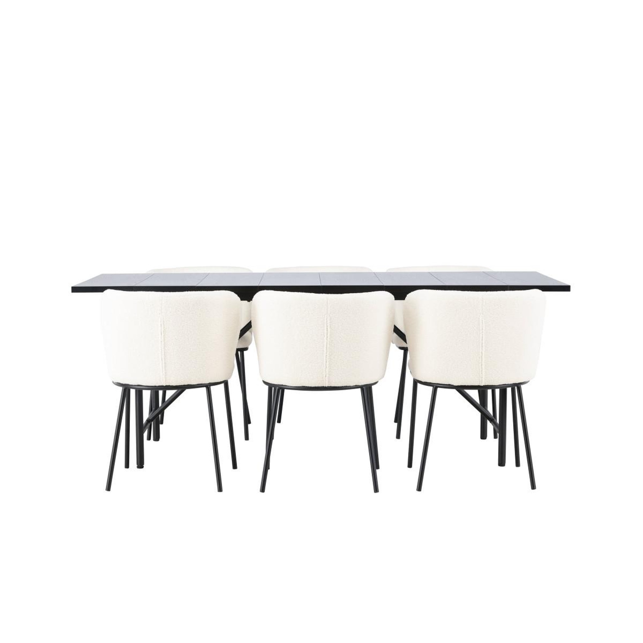 Voir la diapositive 2 : Paris Prix Ensemble table à manger & 6 chaises  astrid & edina  200cm noir & blanc