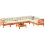 Voir la diapositive 1 : VIDAXL Salon de jardin 8 pcs avec coussins marron cire bois pin massif