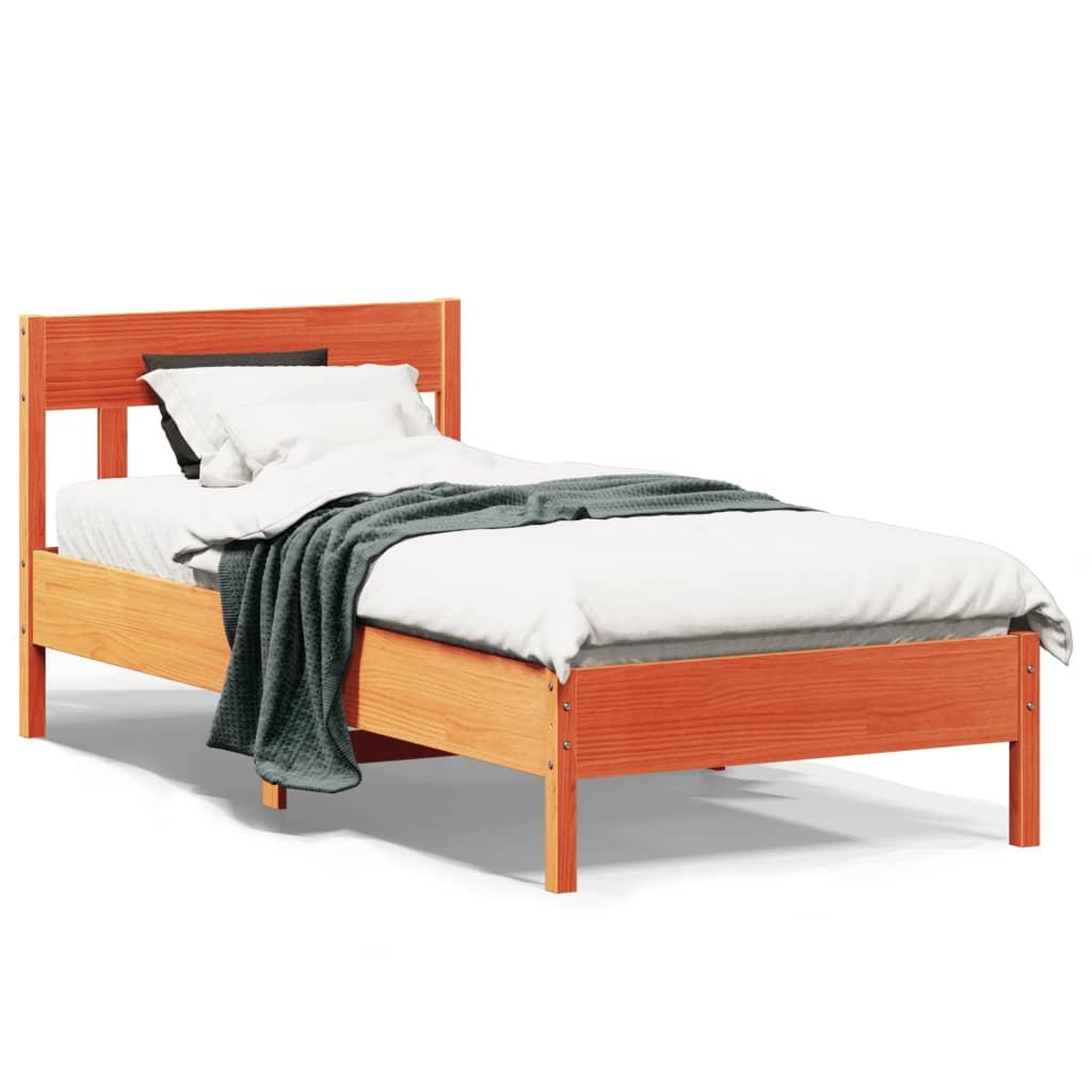 VIDAXL Cadre de lit sans matelas cire marron 90x200 cm bois pin massif