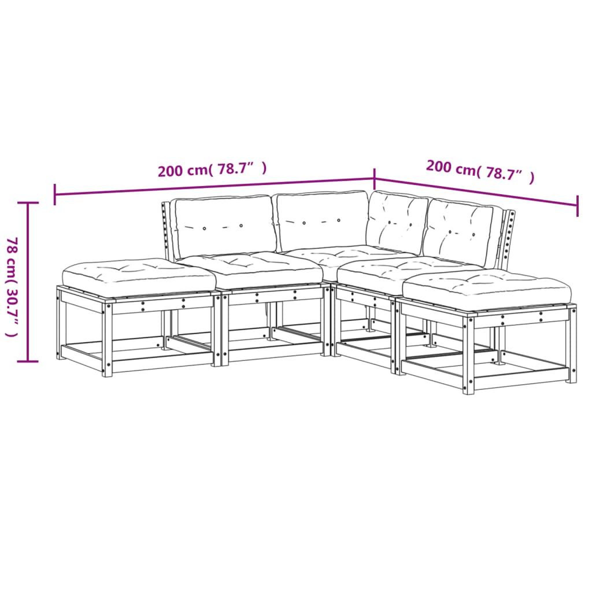 Voir la diapositive 6 : VIDAXL Salon de jardin 5 pcs avec coussins cire marron bois pin massif