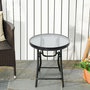 Voir la diapositive 2 : OUTSUNNY Table basse ronde bistro de jardin Ø 45 x 50H cm pliable métal époxy noir plateau verre trempé
