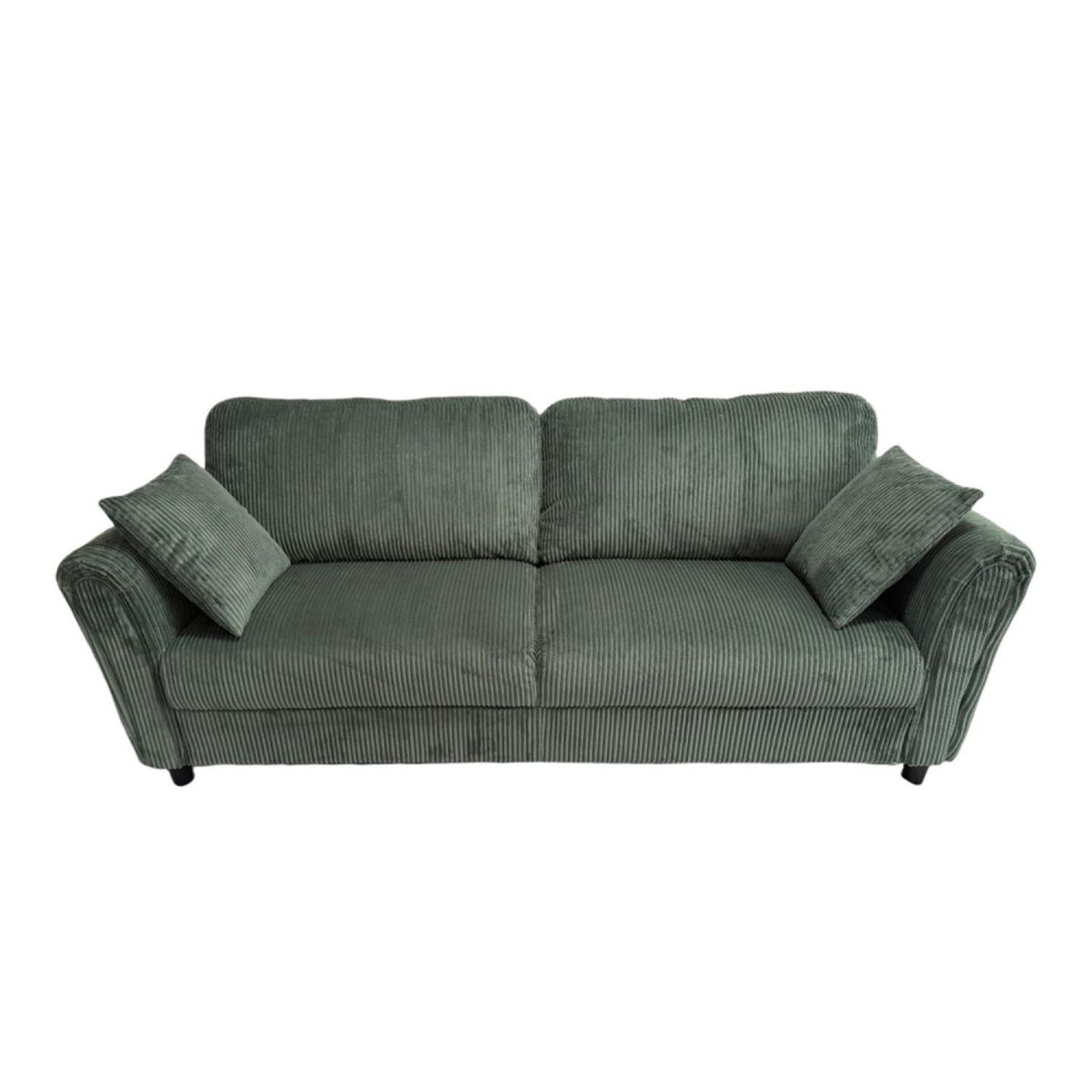 CONCEPT USINE Canapé droit 4 places en velours côtelé vert LUCERNE