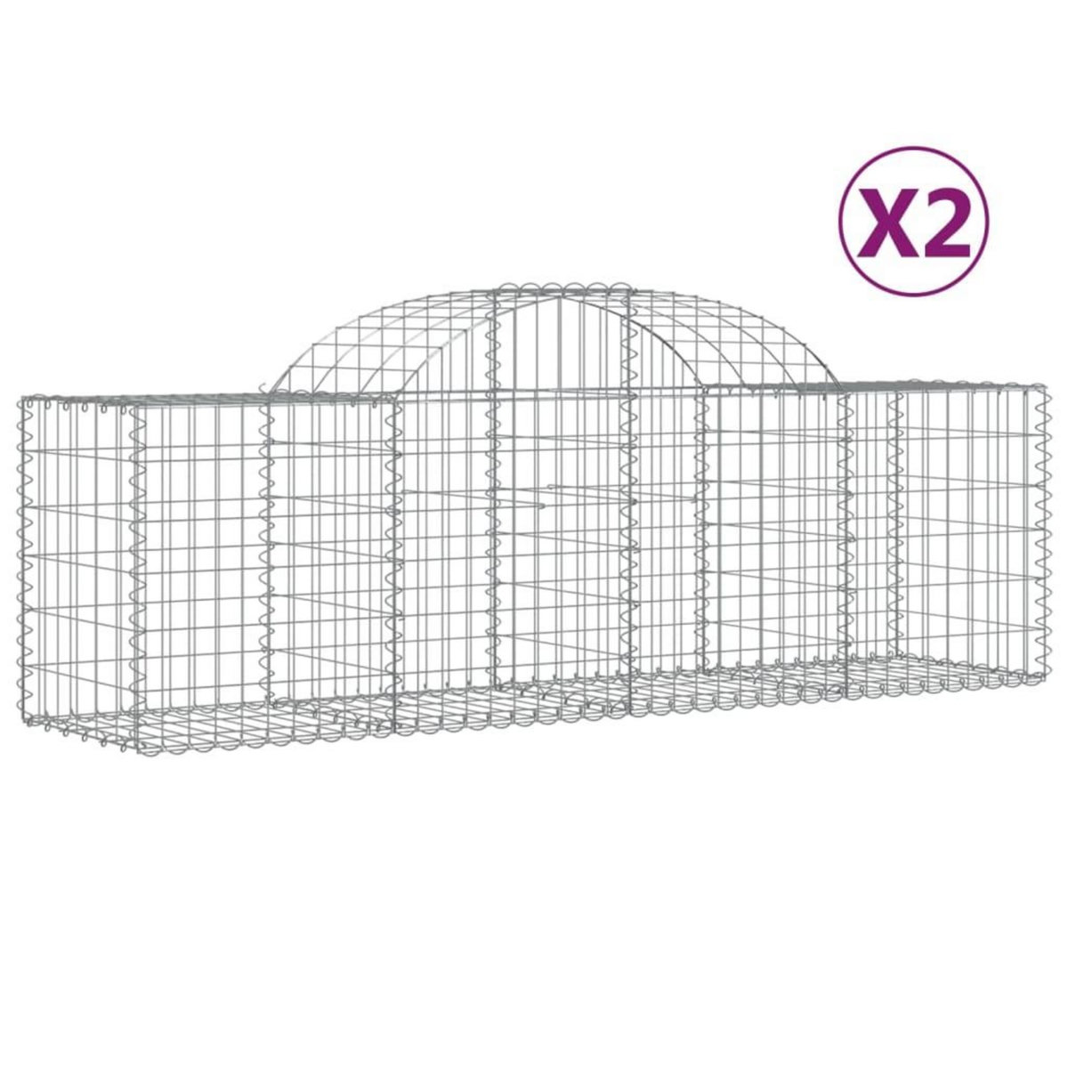 VIDAXL Paniers a gabions arques 2 pcs 200x50x60/80 cm Fer galvanise