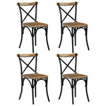 VIDAXL Chaises a dossier croise lot de 4 noir bois de manguier massif