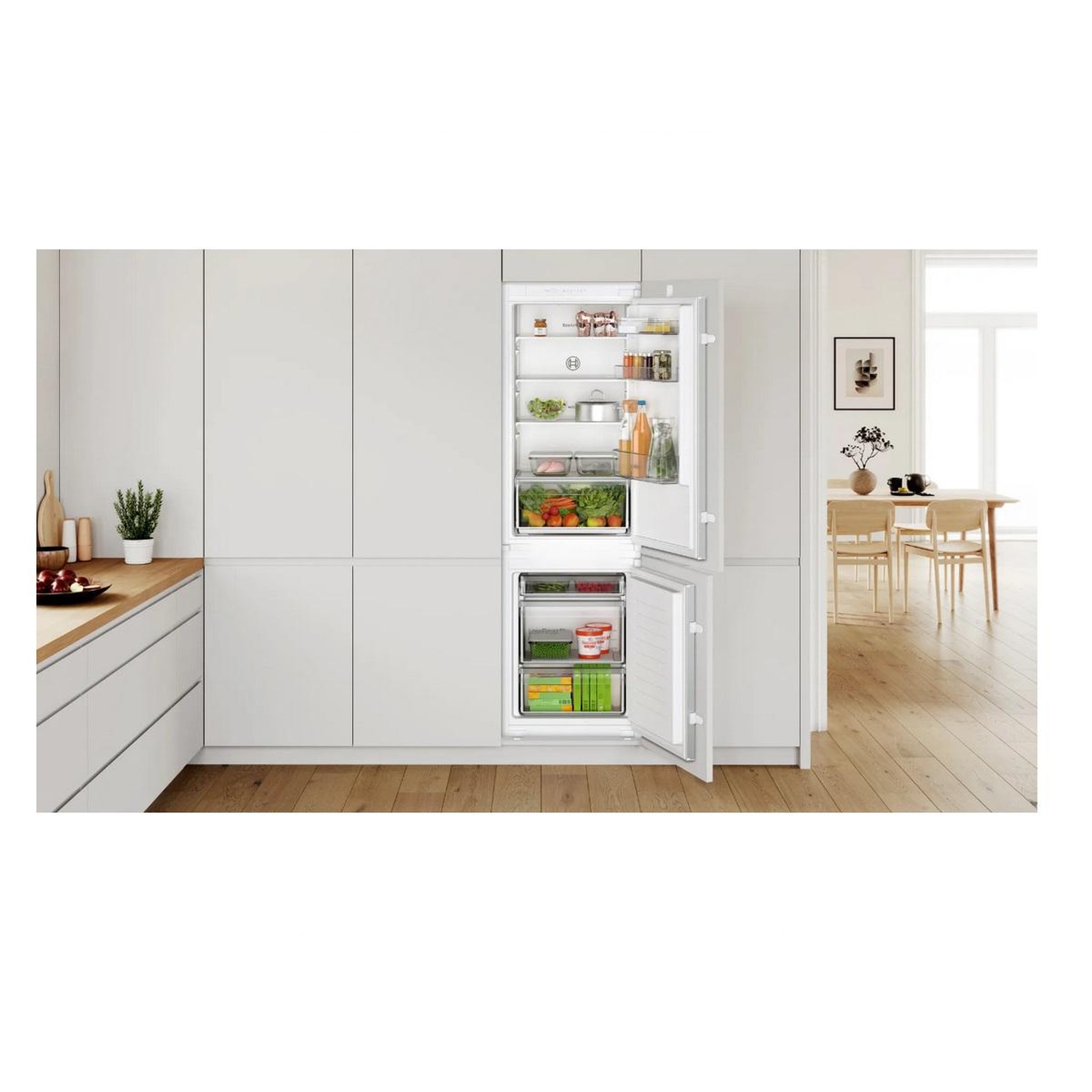 Voir la diapositive 5 : BOSCH Réfrigérateur combiné intégrable à glissières 267l blanc - kiv86nse0