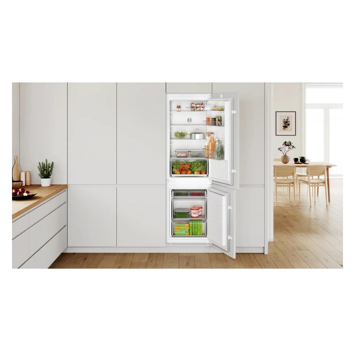 BOSCH Réfrigérateur combiné intégrable à glissières 267l blanc - KIV86NSE0