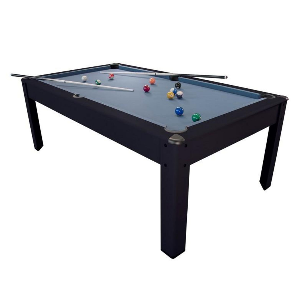 PLAY4FUN Billard Américain HARMONY 6Ft - 206,5 x 116,5 x 80 cm avec accessoires et plateau dînatoire - Couleur Noir
