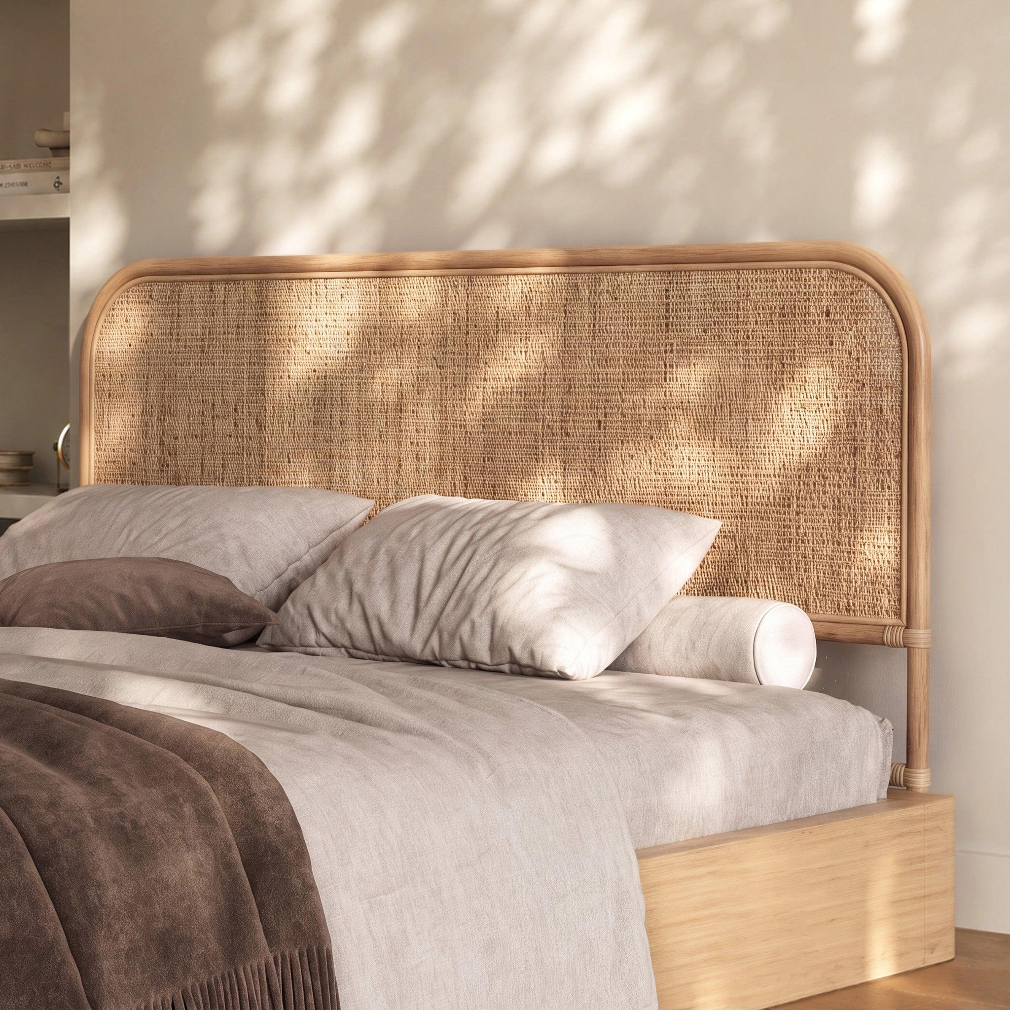 Voir la diapositive 2 : MAISON PAVANE Tête de lit 160 cm en rotin naturel-grace