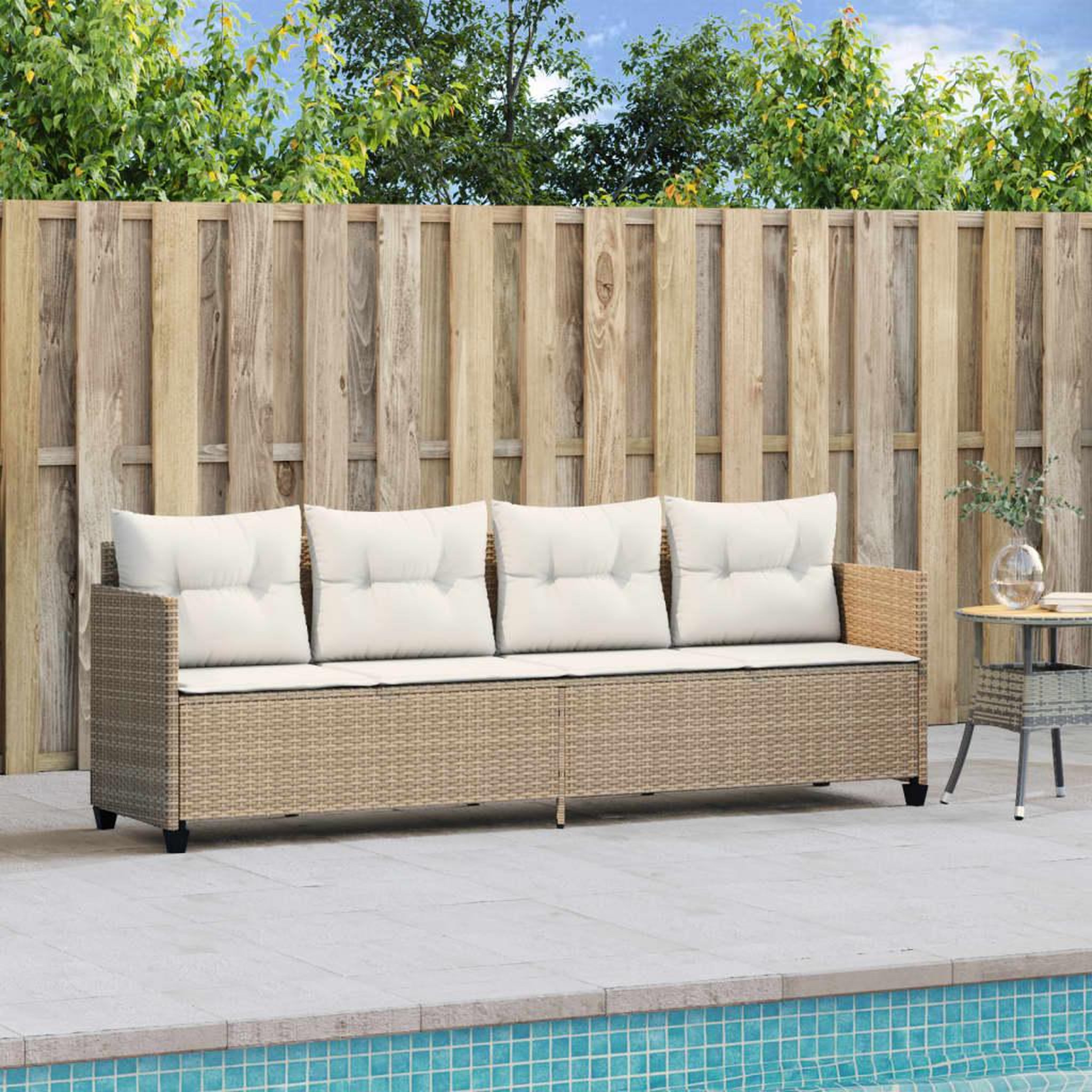 Voir la diapositive 3 : VIDAXL Chaise longue avec coussins beige resine tressee