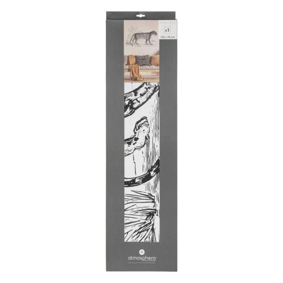 ATMOSPHERA Sticker Plat Mural  Léopard  78x125cm Noir & Blanc