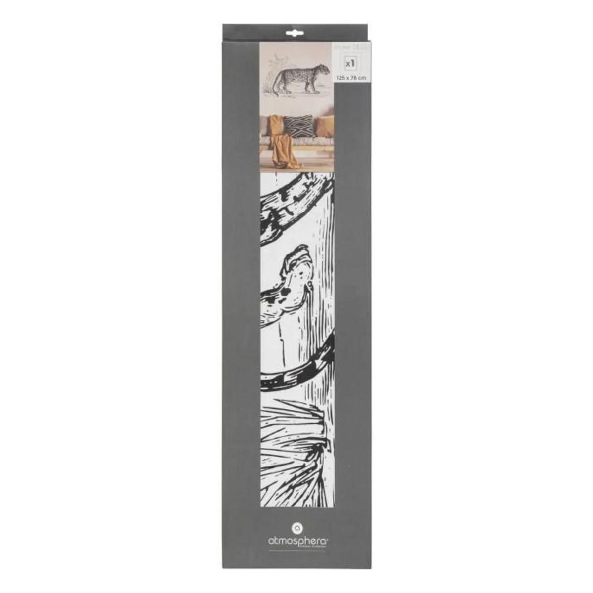 ATMOSPHERA Sticker Plat Mural  Léopard  78x125cm Noir & Blanc