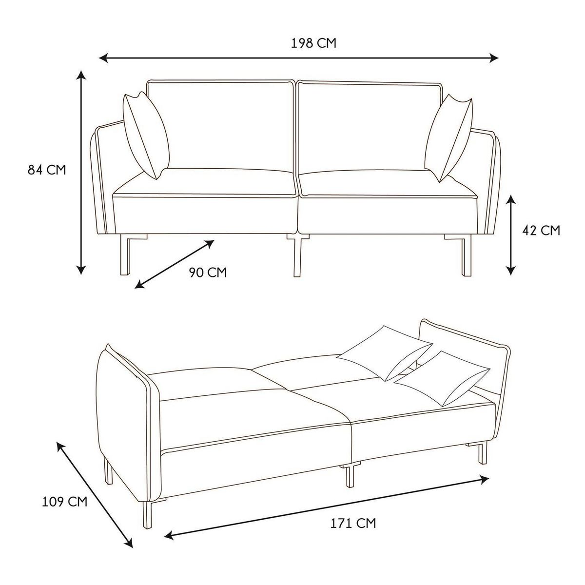 The Home Deco Factory Canapé convertible effet cuir Grimstad - 3 Places - Marron