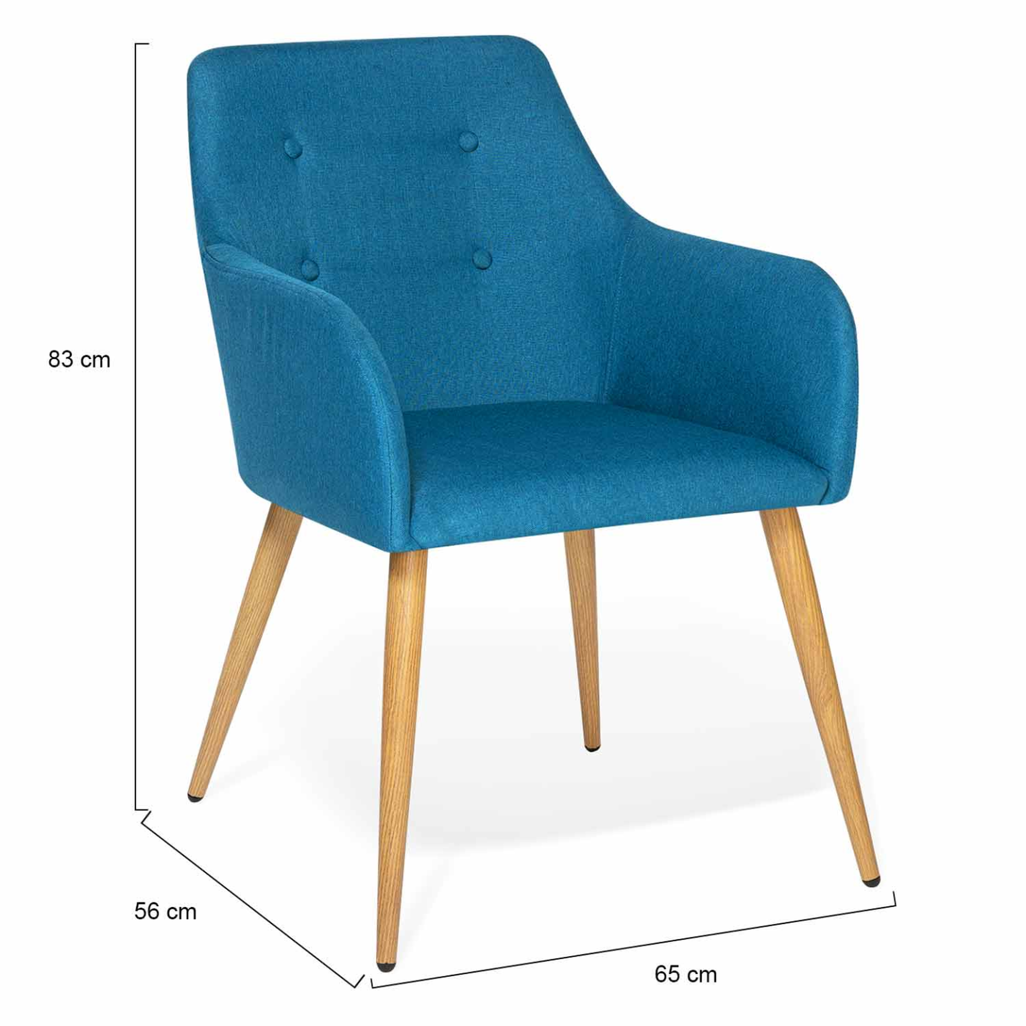 Voir la diapositive 6 : ID MARKET Lot de 2 chaises de salle à manger scandinaves, fauteuils de table dania bleu canard