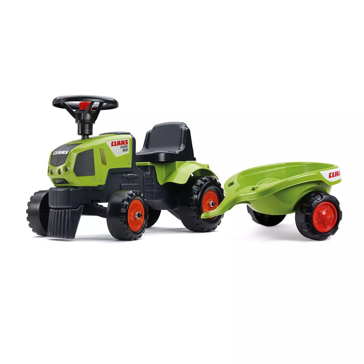 Falk / Falquet Porteur Tracteur Baby Claas avec remorque - Vert