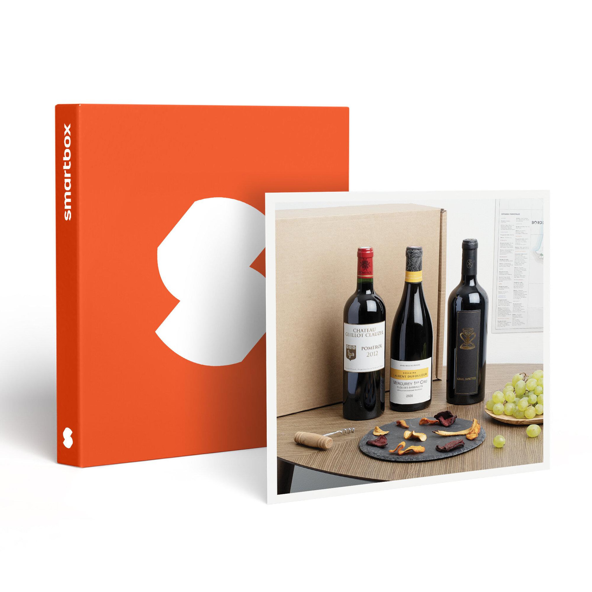 Smartbox Coffret de 3 bouteilles de vin rouge livré à domicile - coffret cadeau gastronomie
