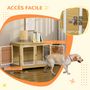 Voir la diapositive 6 : PAWHUT Cage pour chien sur pied - 2 portes verrouillables, coussin déhoussable inclus - acier filaire noir panneaux aspect bois clair