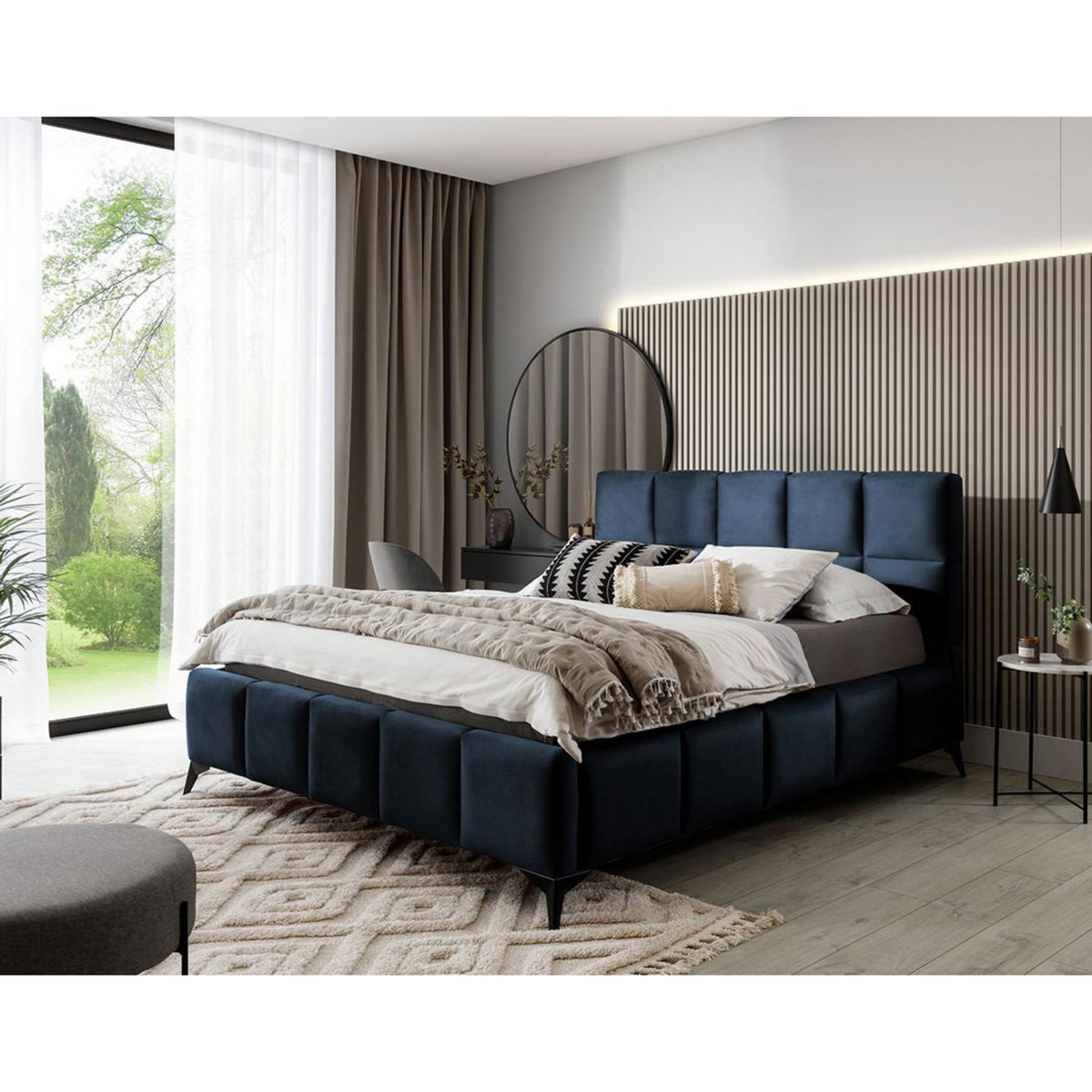 BEST MOBILIER Millie - lit coffre - 160x200 cm - sommier inclus - en velours