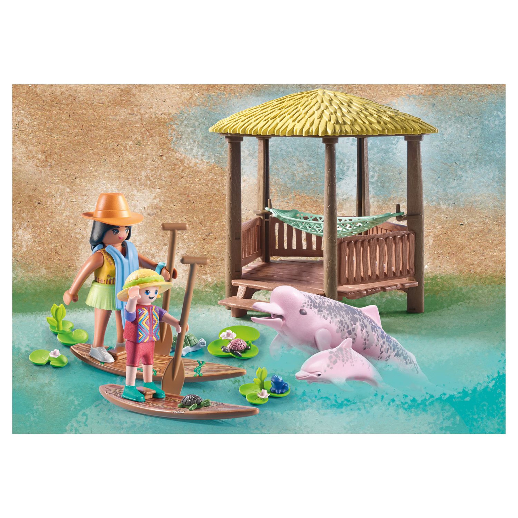 Voir la diapositive 3 : PLAYMOBIL 71143 Paddles avec les dauphins roses 