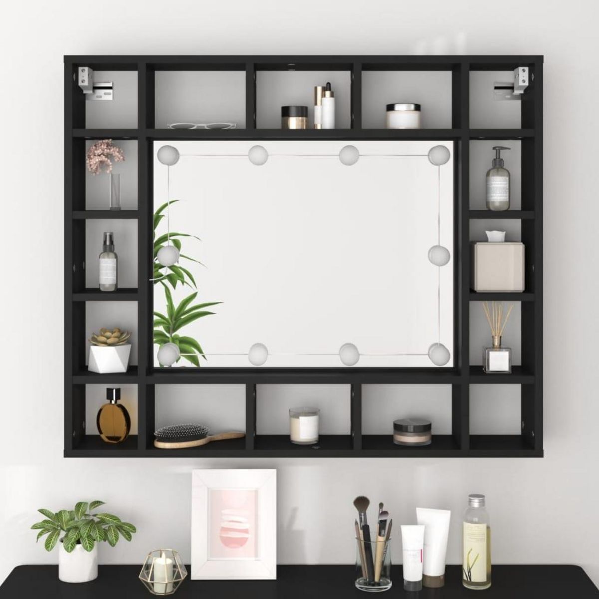 VIDAXL Armoire a miroir a LED noir 91x15x76,5 cm