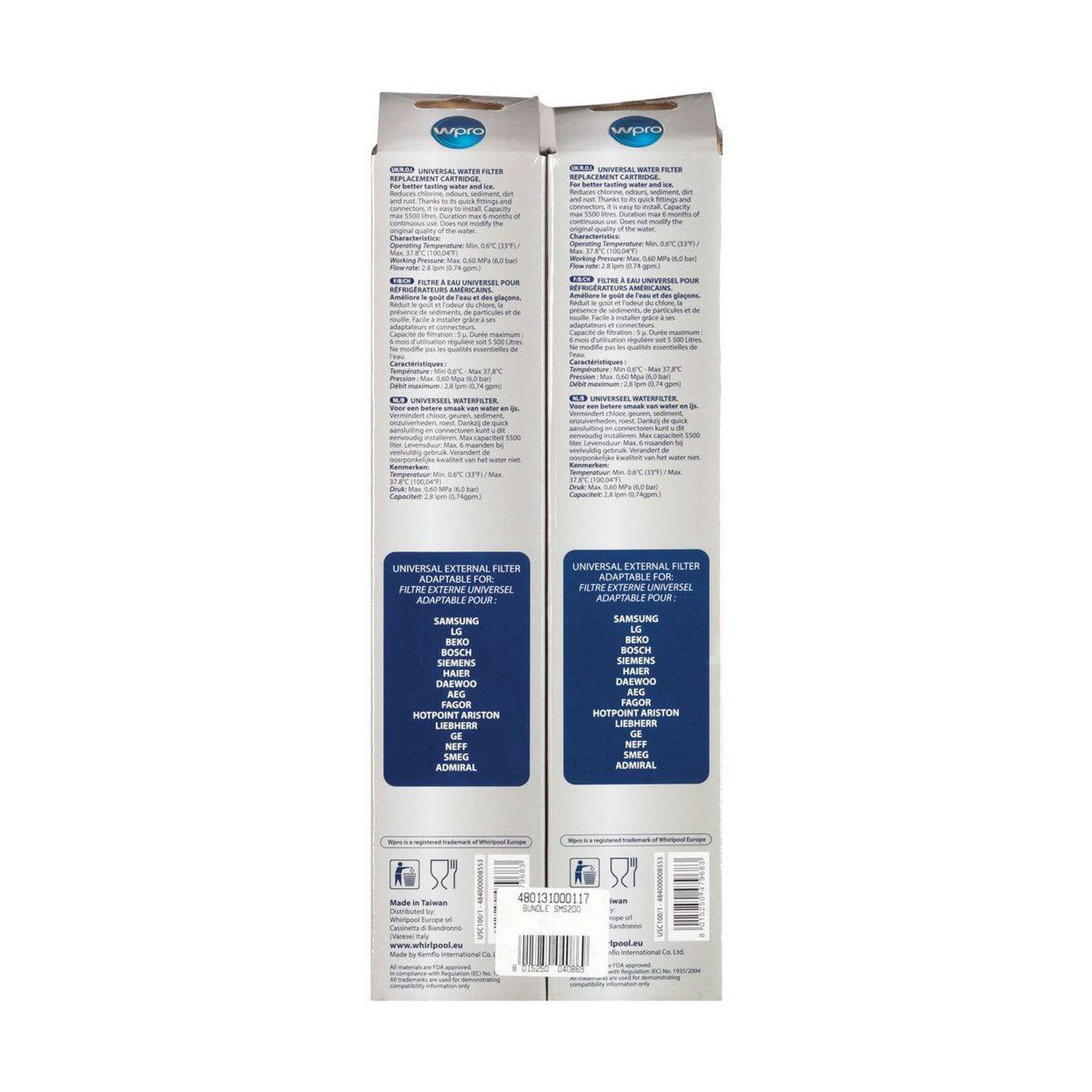 Voir la diapositive 3 : WPRO Filtre à eau Lot de 2 x USC100/1 - sms200
